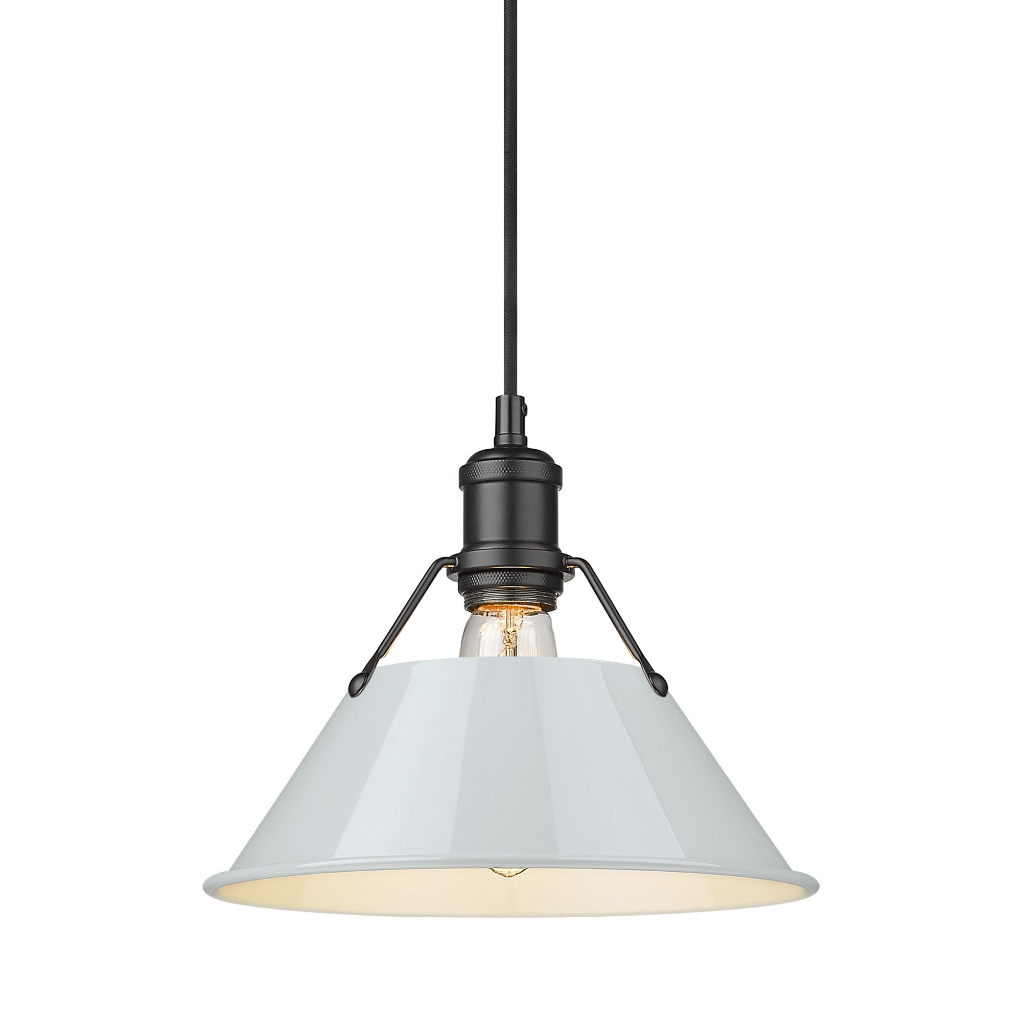 Orwell 10" Wide Medium Pendant in Matte Black with Dusky Blue - Default Title - Golden Lighting