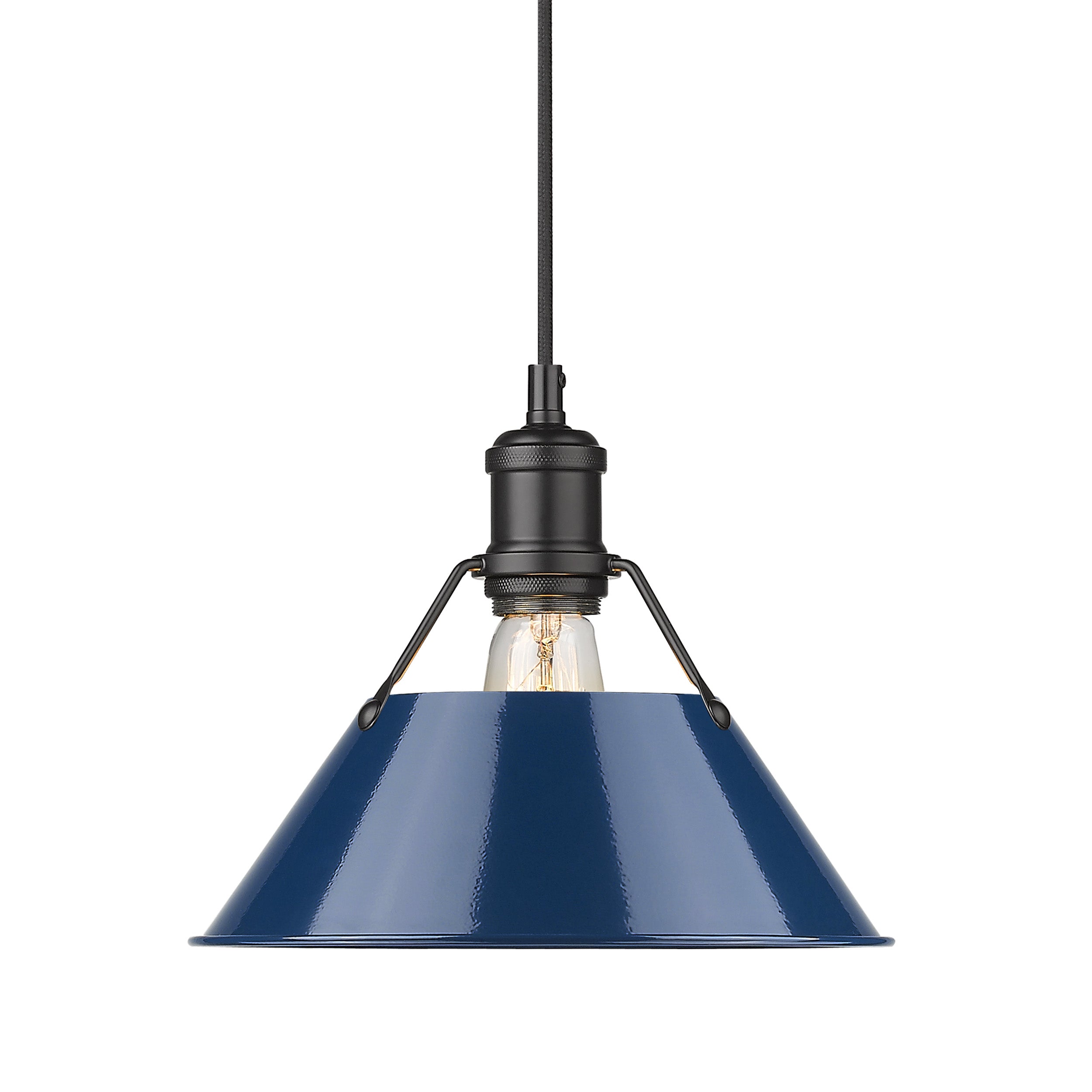Yep by Golden Lighting Orwell 1-light 10in Pendant in Matte Black and Navy Blue shade - - Golden Lighting