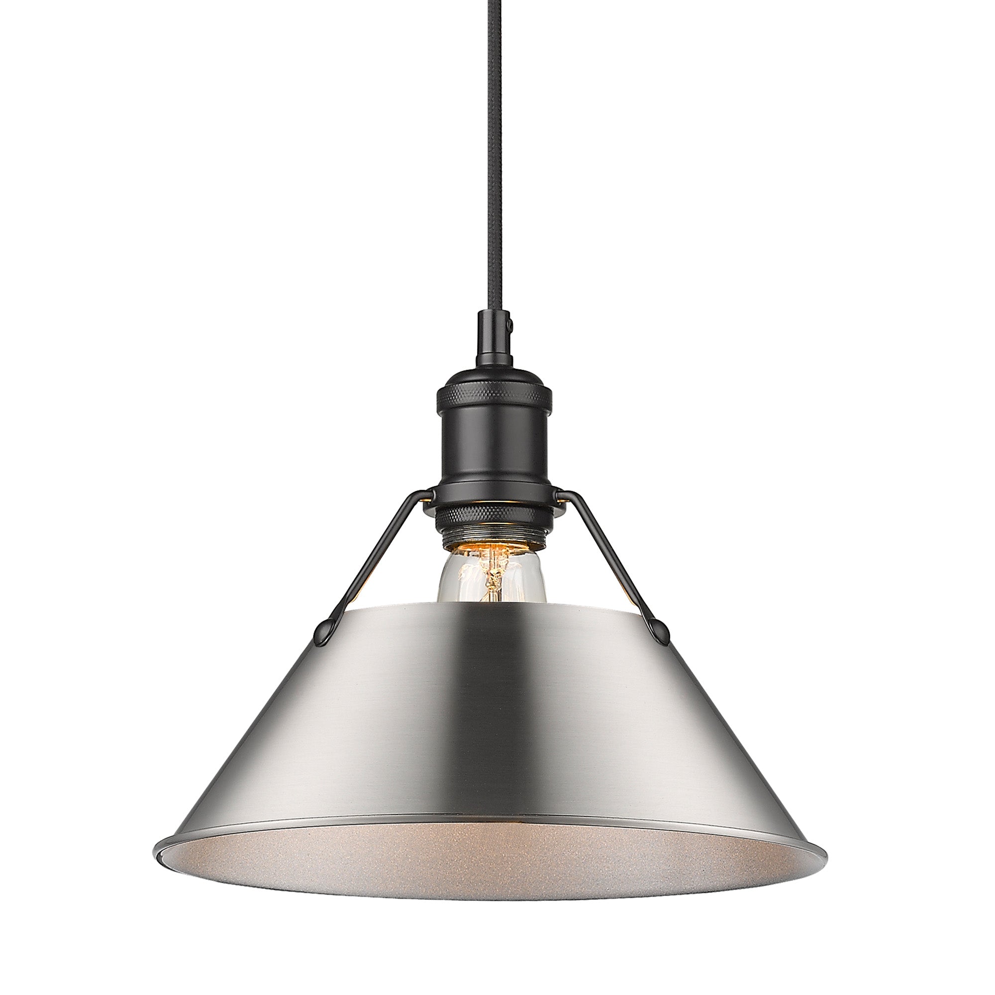 Orwell 10" Wide Medium Pendant in Matte Black with Pewter - Default Title - Golden Lighting