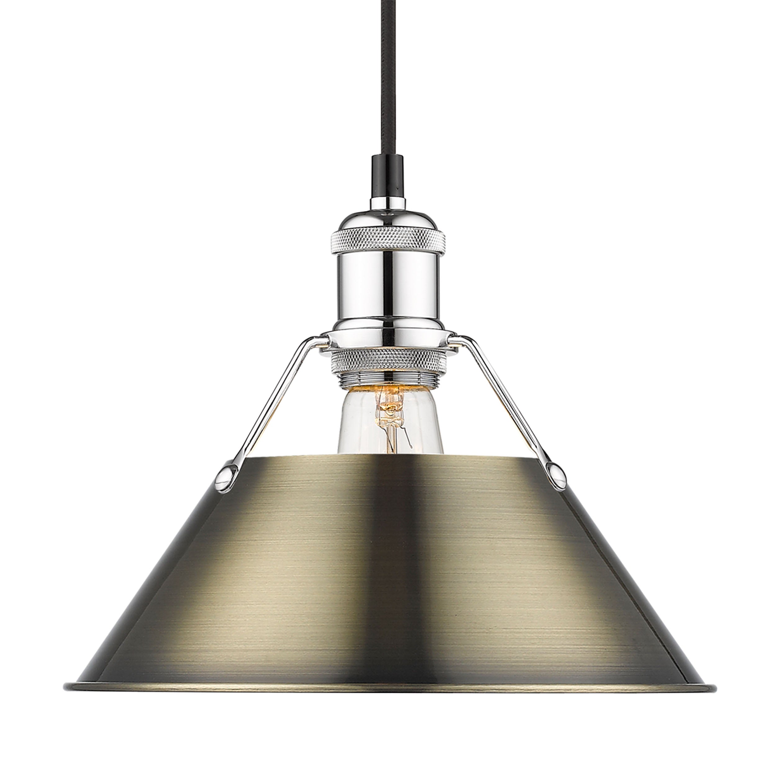 Yep by Golden Lighting Orwell 1-light 10in Pendant in Chrome and Aged Brass shade - - Golden Lighting
