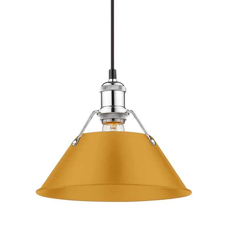 Yep by Golden Lighting Orwell 1-light 10in Pendant in Chrome and Auric Yellow shade