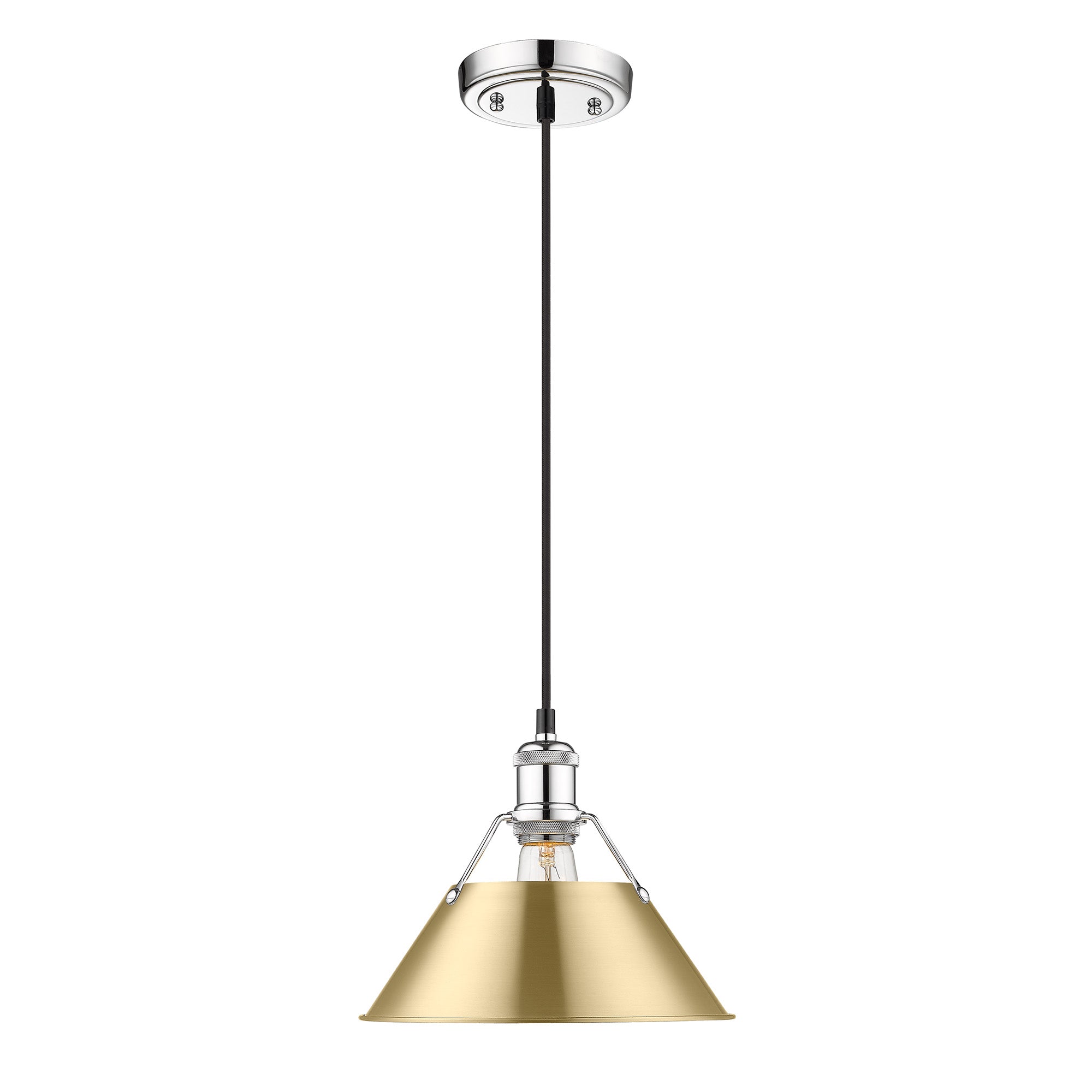 Yep by Golden Lighting Orwell 1-light 10in Pendant in Chrome and Brushed Champagne Brass shade - - Golden Lighting