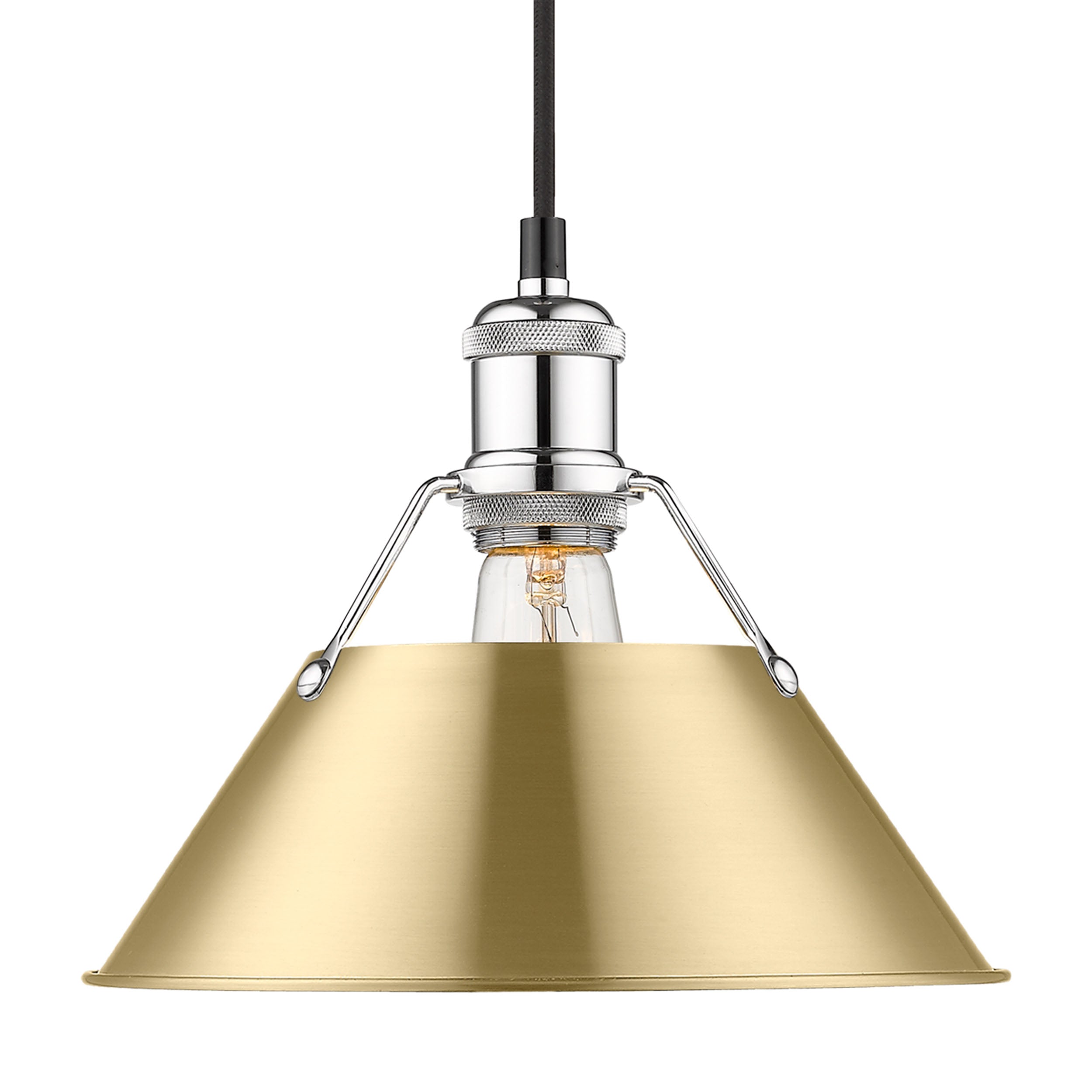 Yep by Golden Lighting Orwell 1-light 10in Pendant in Chrome and Brushed Champagne Brass shade - - Golden Lighting