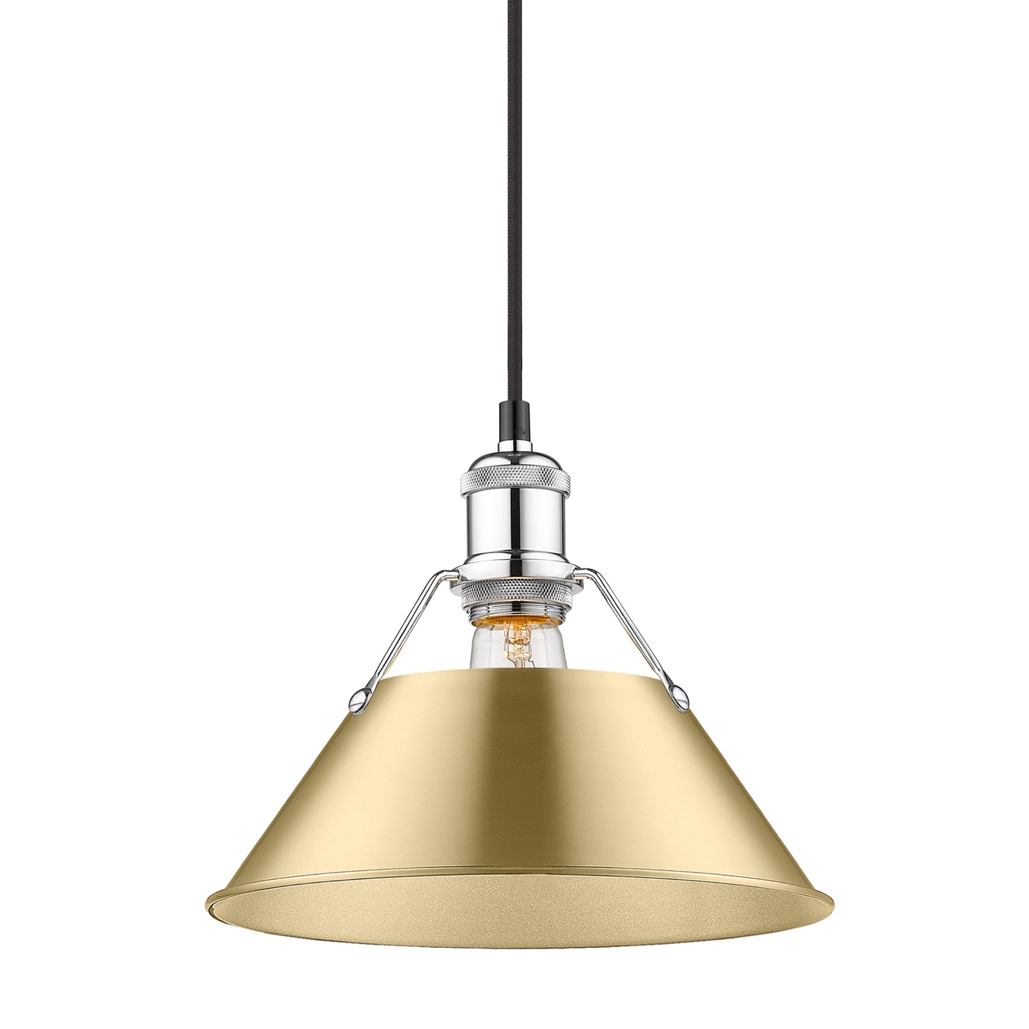 Orwell 10" Wide Medium Pendant in Chrome with Brushed Champagne Bronze - Default Title - Golden Lighting