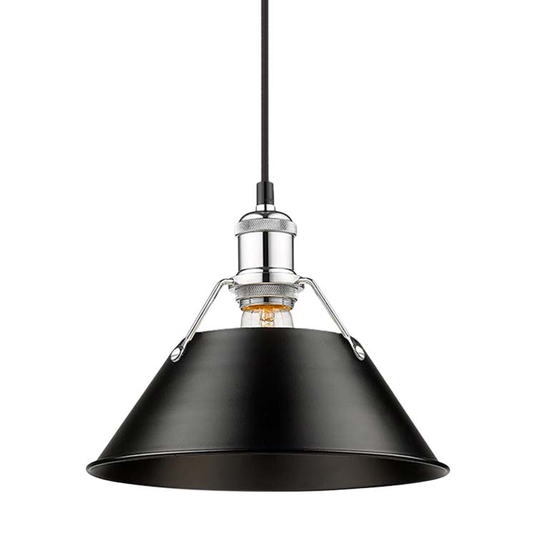 Yep by Golden Lighting Orwell 1-light 10in Pendant in Chrome and Matte Black shade - - Golden Lighting