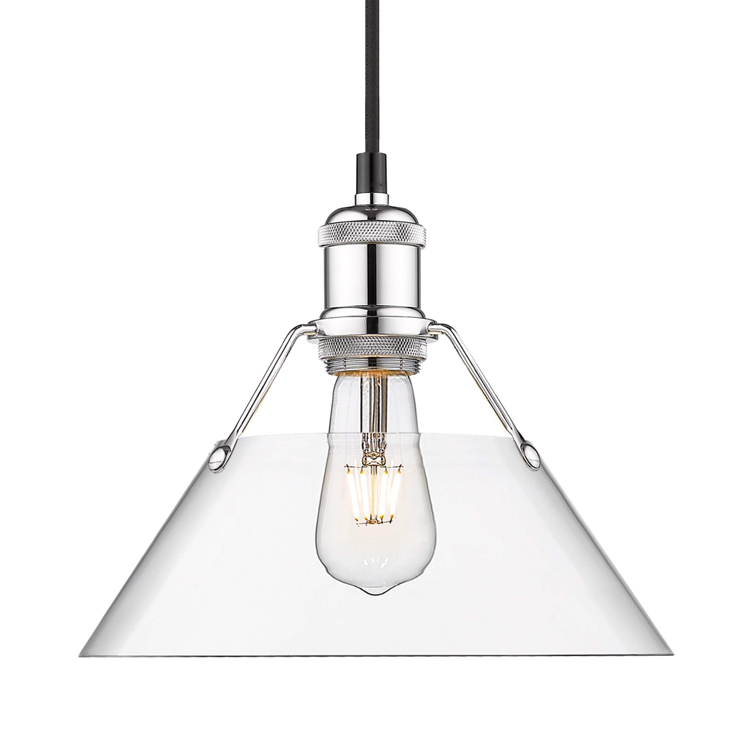 Yep by Golden Lighting Orwell 1-light 10in Pendant in Chrome and Clear Glass