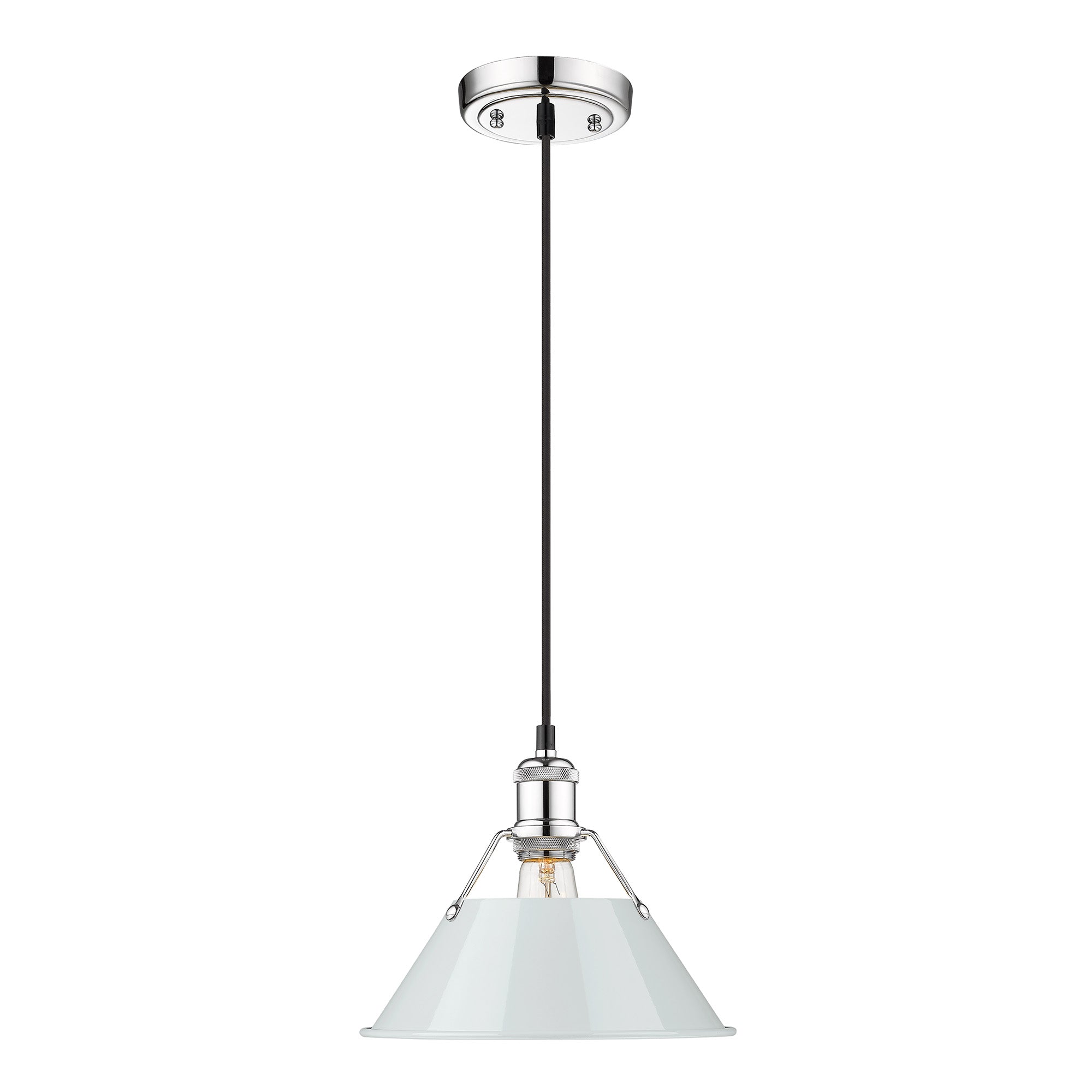 Yep by Golden Lighting Orwell 1-light 10in Pendant in Chrome and Dusky Blue shade - - Golden Lighting