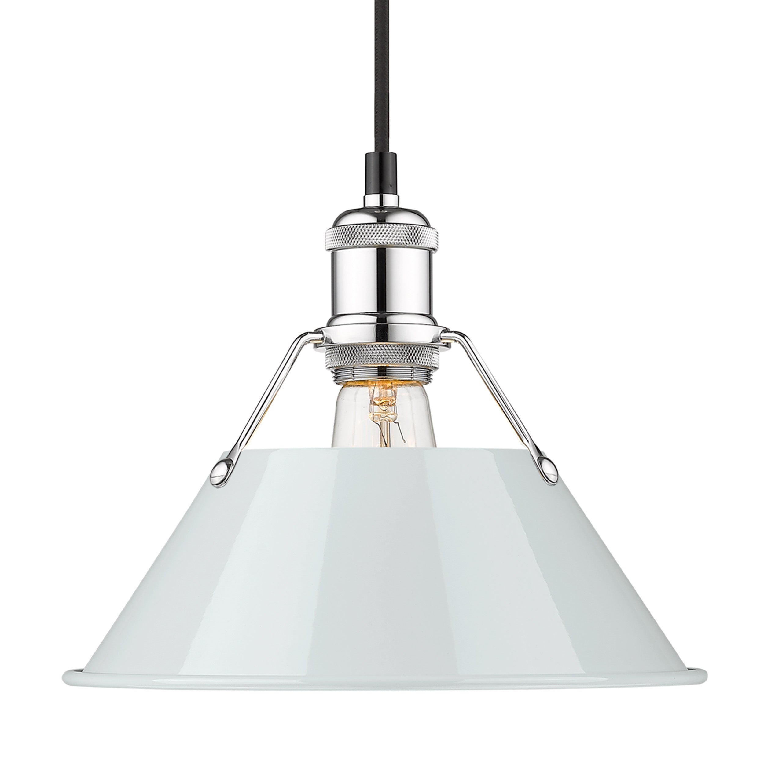 Yep by Golden Lighting Orwell 1-light 10in Pendant in Chrome and Dusky Blue shade - - Golden Lighting