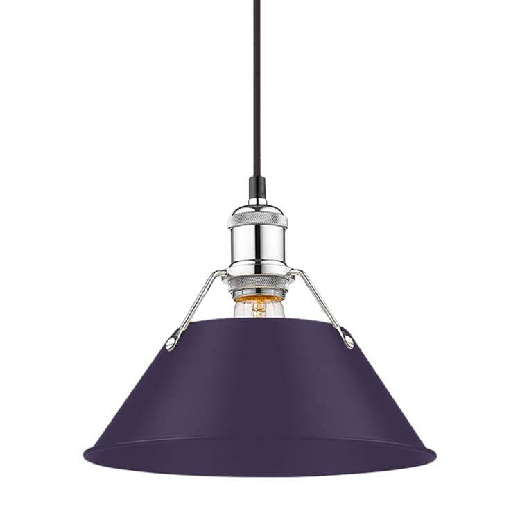 Yep by Golden Lighting Orwell 1-light 10in Pendant in Chrome and Exotic Purple shade