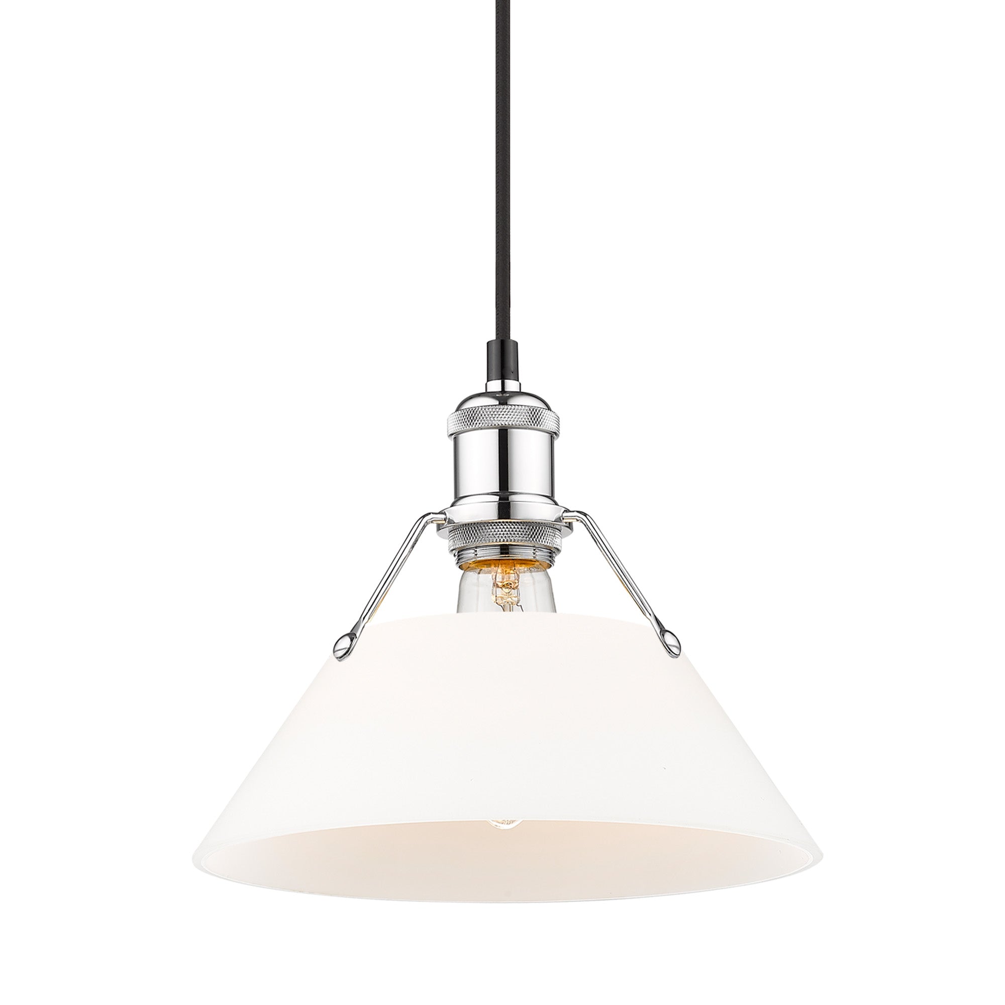 Orwell 10" Wide Medium Pendant in Chrome with Opal Glass - Default Title - Golden Lighting