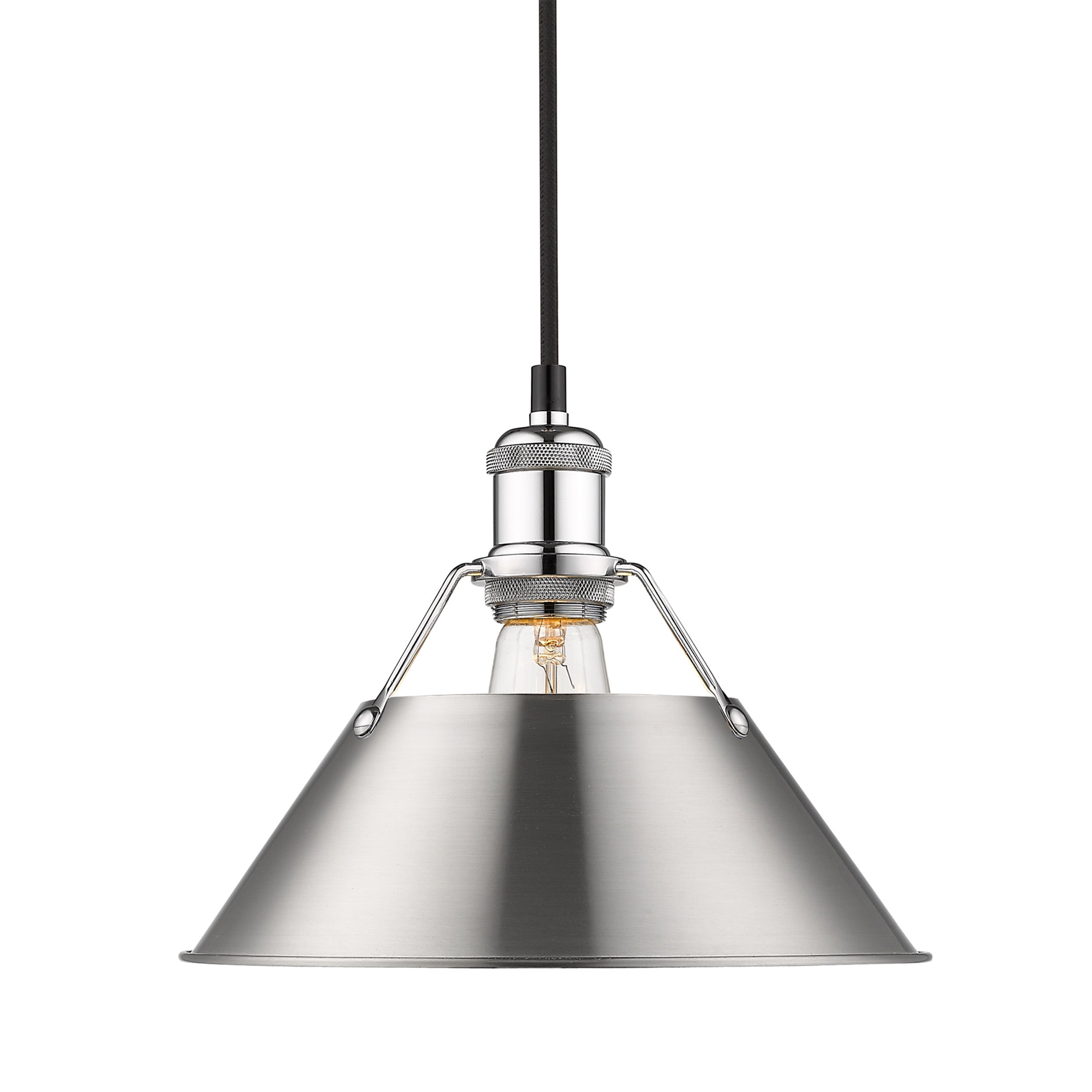 Yep by Golden Lighting Orwell 1-light 10in Pendant in Chrome and Pewter shade - - Golden Lighting