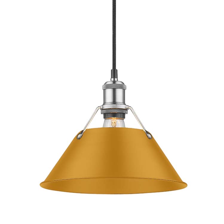 Yep by Golden Lighting Orwell 1-light 10in Pendant in Pewter and Auric Yellow shade