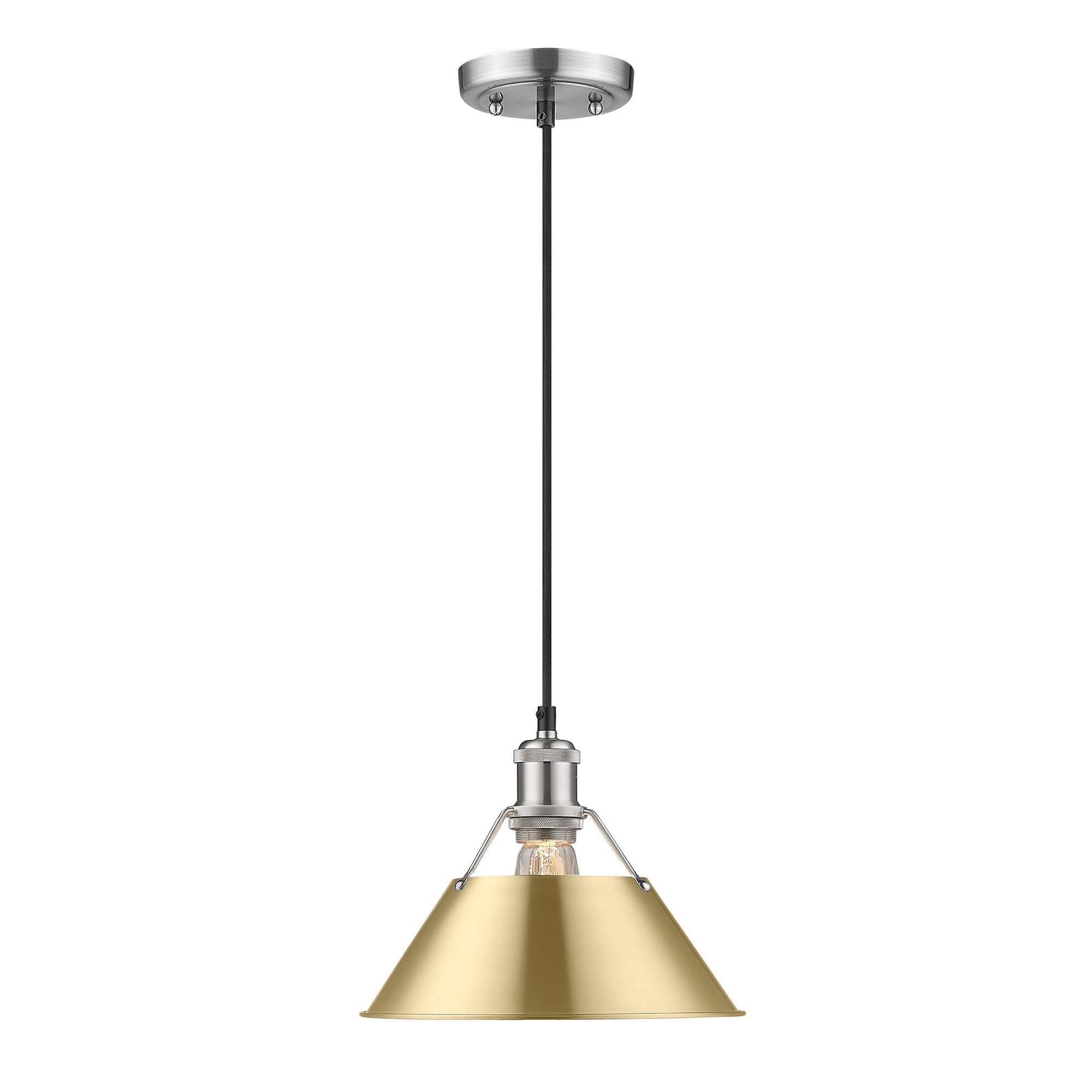 Yep by Golden Lighting Orwell 1-light 10in Pendant in Pewter and Brushed Champagne Brass shade - - Golden Lighting