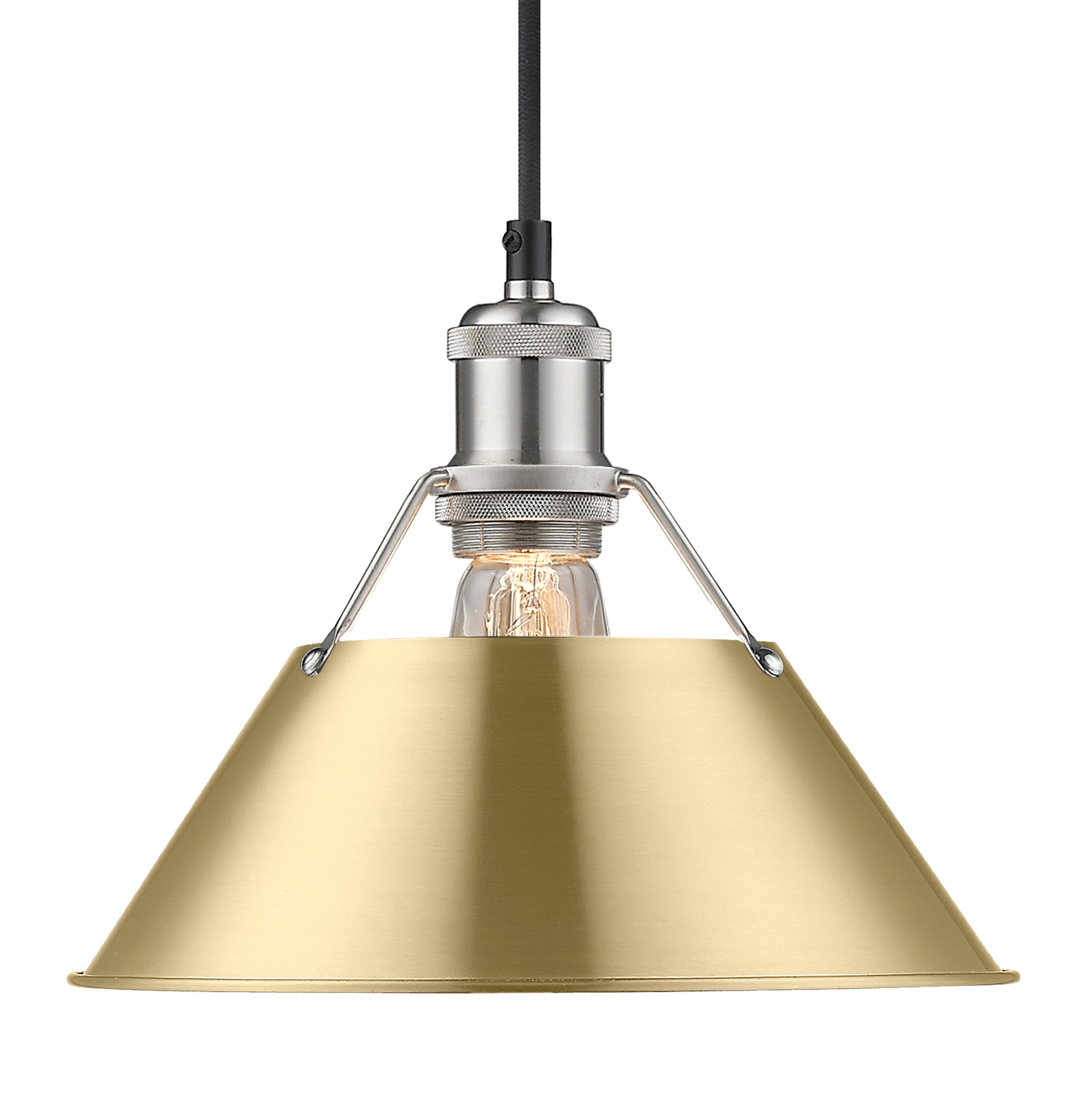 Yep by Golden Lighting Orwell 1-light 10in Pendant in Pewter and Brushed Champagne Brass shade - - Golden Lighting