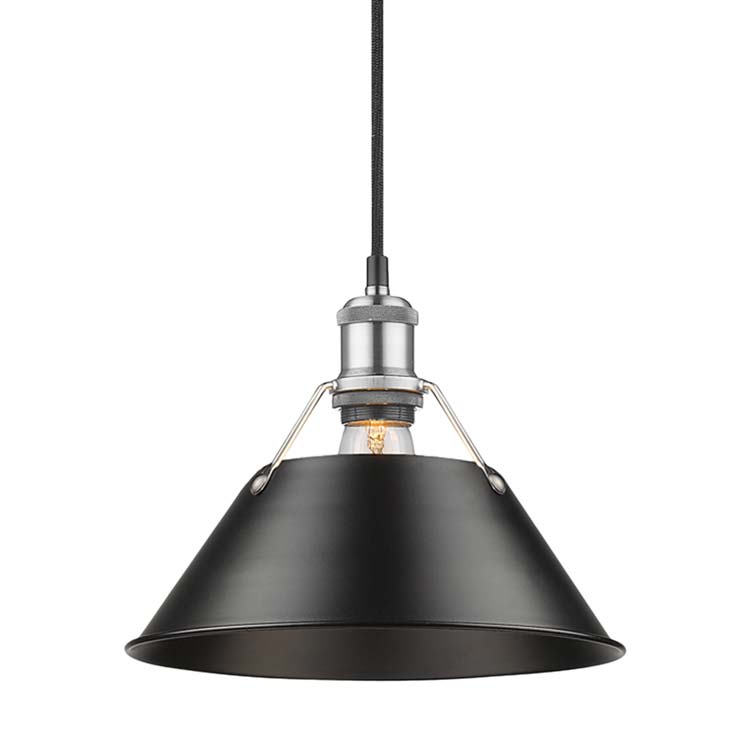 Yep by Golden Lighting Orwell 1-light 10in Pendant in Pewter and Matte Black shade - - Golden Lighting