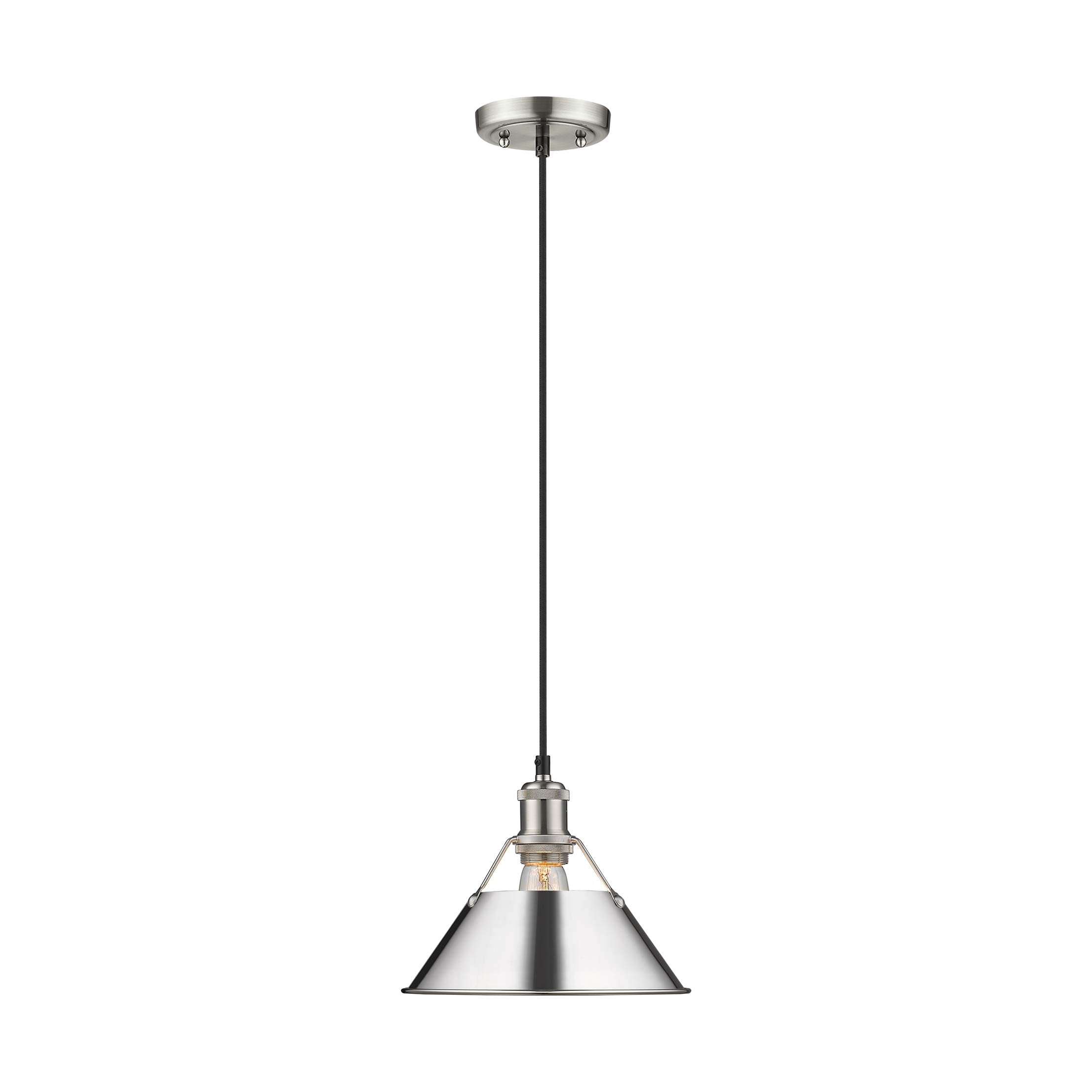 Yep by Golden Lighting Orwell 1-light 10in Pendant in Pewter and Chrome shade - - Golden Lighting