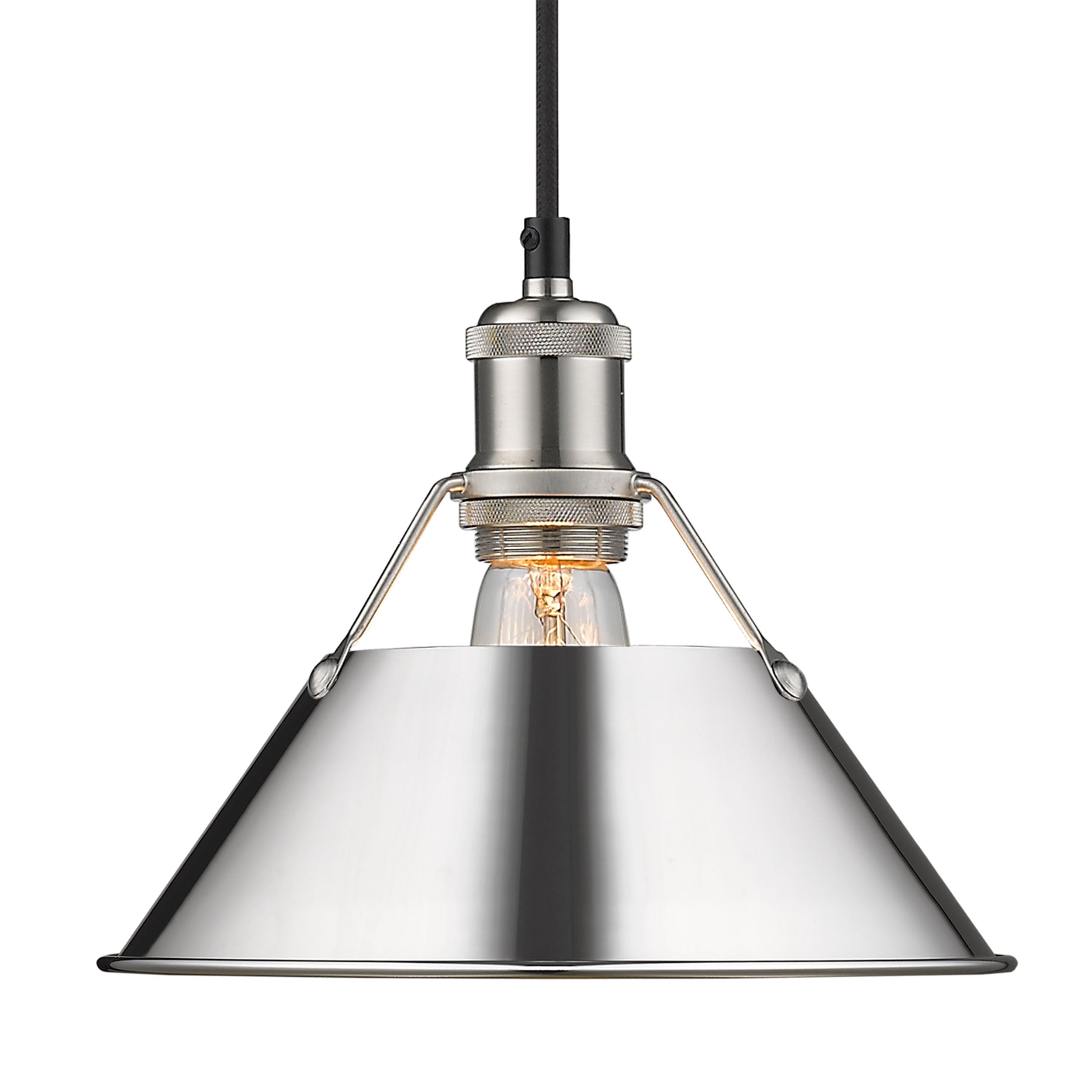 Yep by Golden Lighting Orwell 1-light 10in Pendant in Pewter and Chrome shade