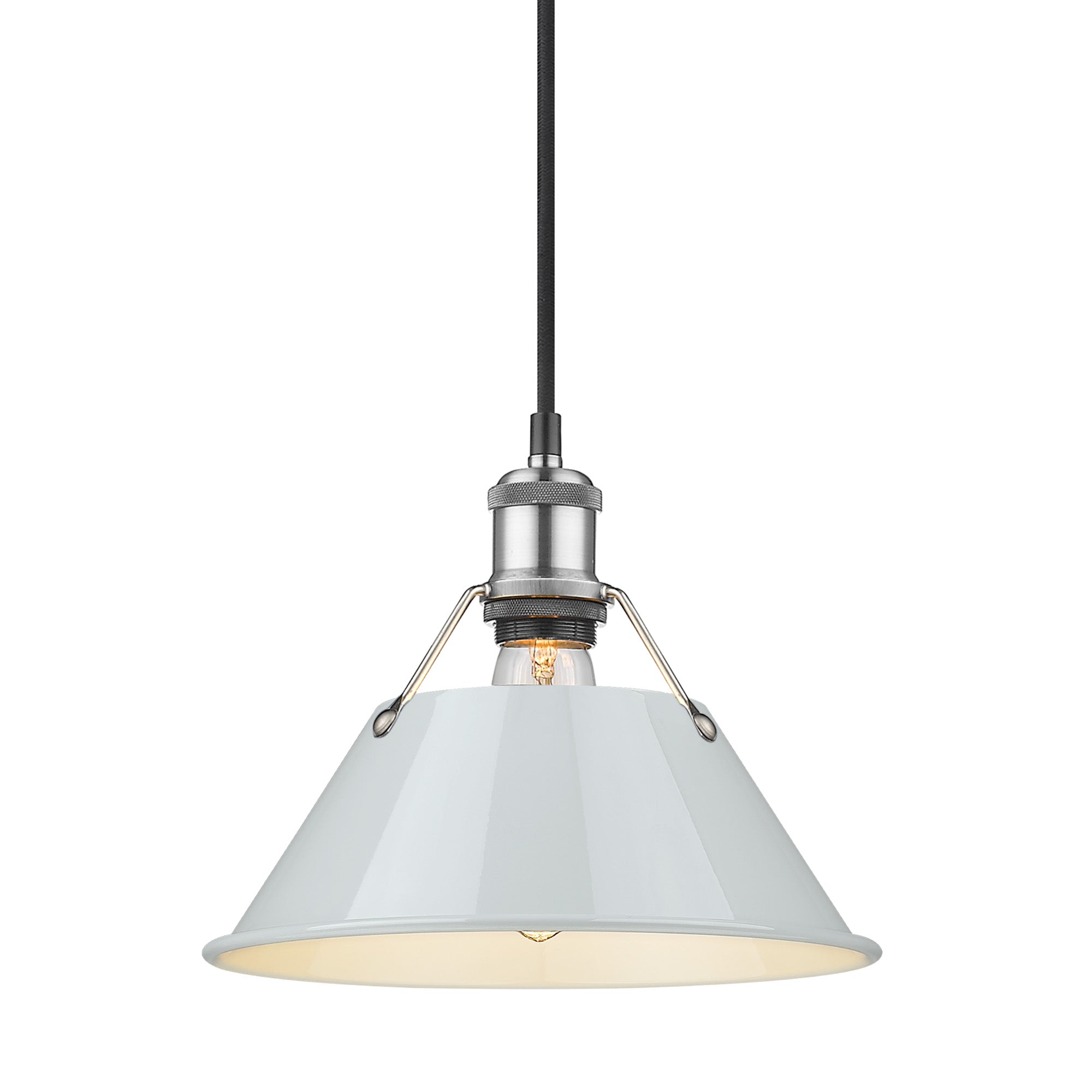 Orwell 10" Wide Medium Pendant in Pewter with Dusky Blue - Default Title - Golden Lighting