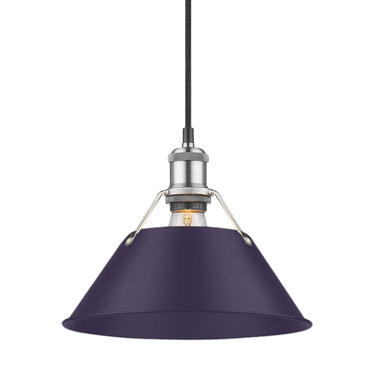Yep by Golden Lighting Orwell 1-light 10in Pendant in Pewter and Exotic Purple shade