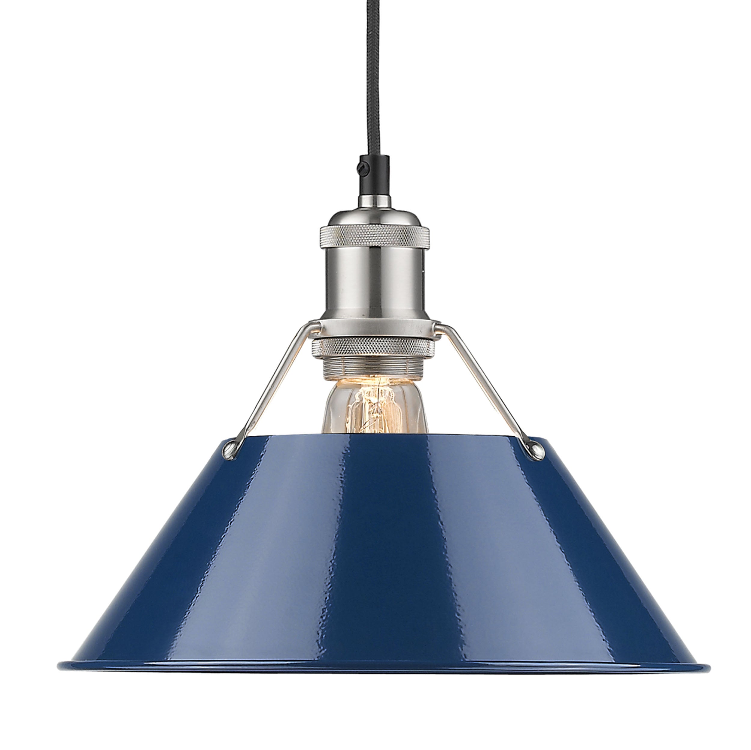 Yep by Golden Lighting Orwell 1-light 10in Pendant in Pewter and Navy Blue shade - Default Title - Golden Lighting