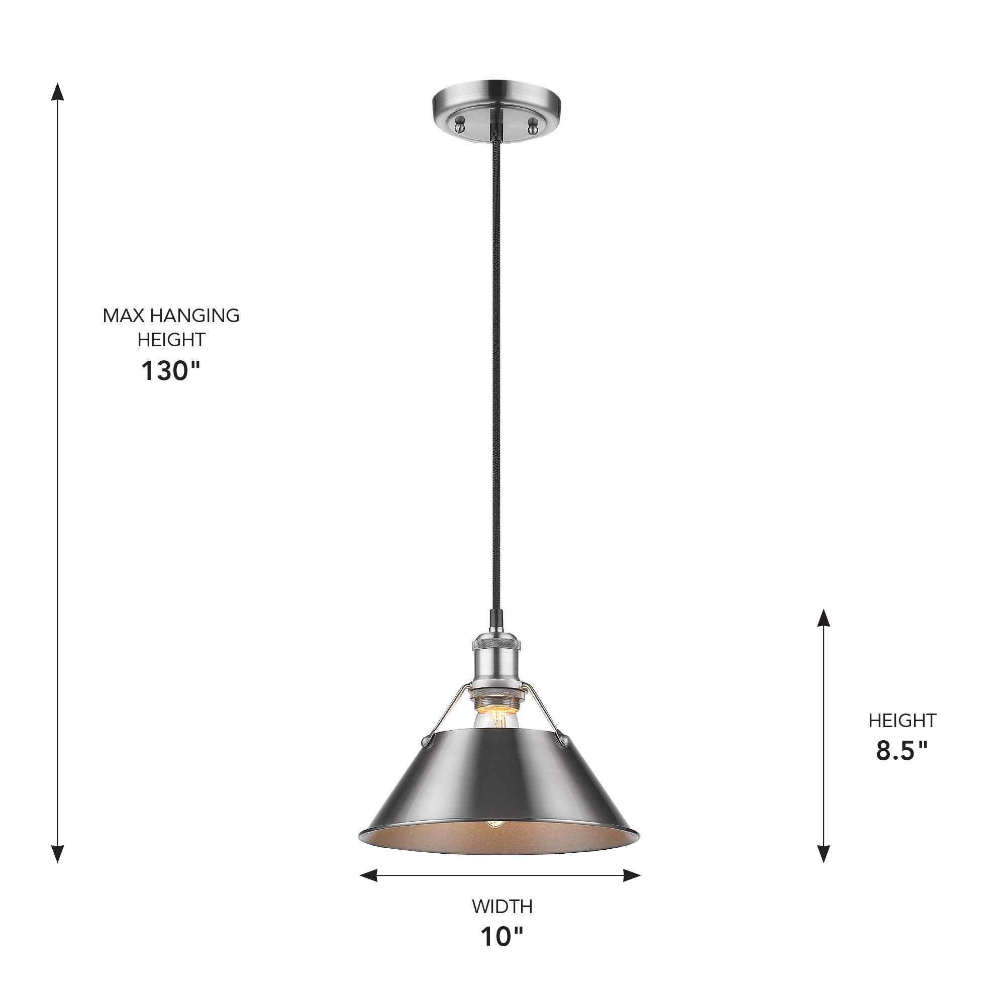 Yep by Golden Lighting Orwell 1-light 10in Pendant in Pewter - - Golden Lighting
