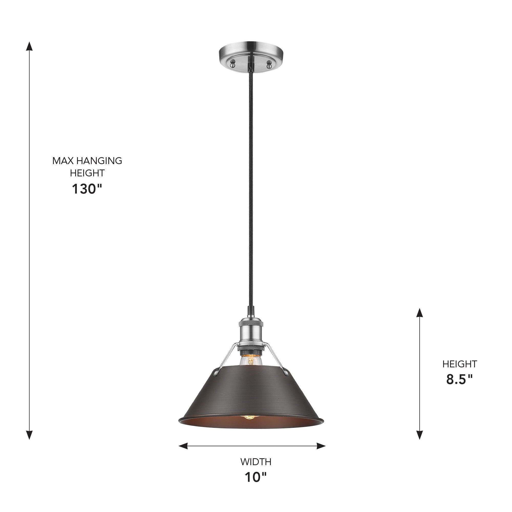 Yep by Golden Lighting Orwell 1-light 10in Pendant in Pewter and Rubbed Bronze shade - - Golden Lighting