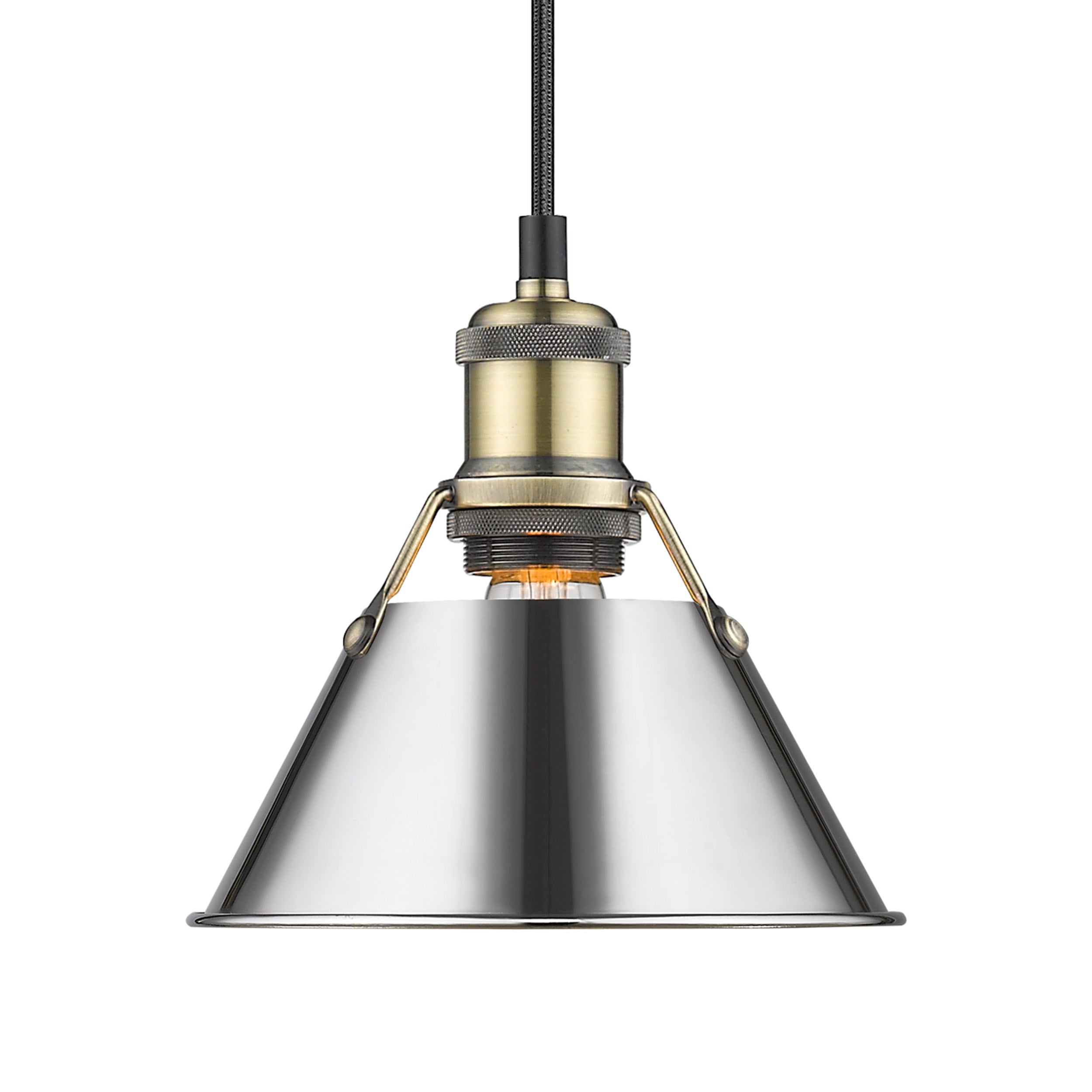 Yep by Golden Lighting Orwell 1-light 8in Pendant in Aged Brass and Chrome shade - - Golden Lighting