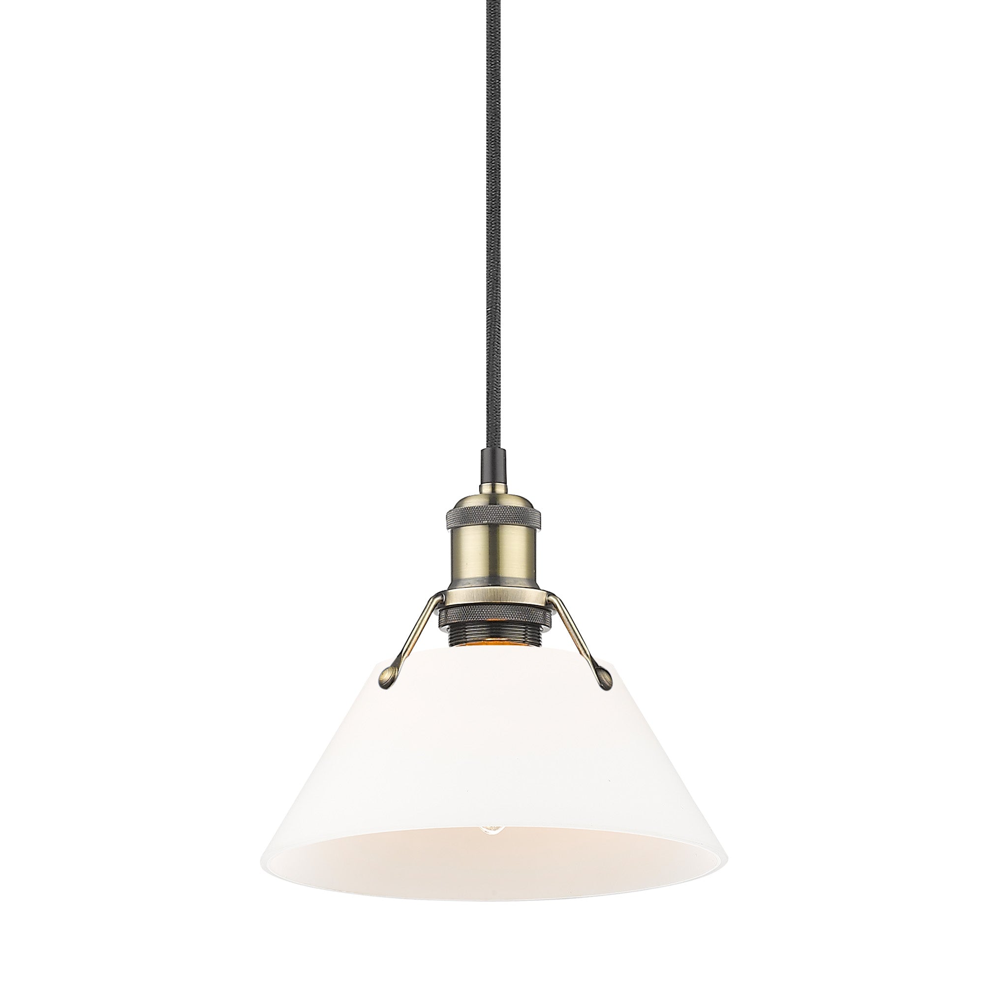 Yep by Golden Lighting Orwell 1-light 8in Pendant in Aged Brass and Opal Glass - - Golden Lighting