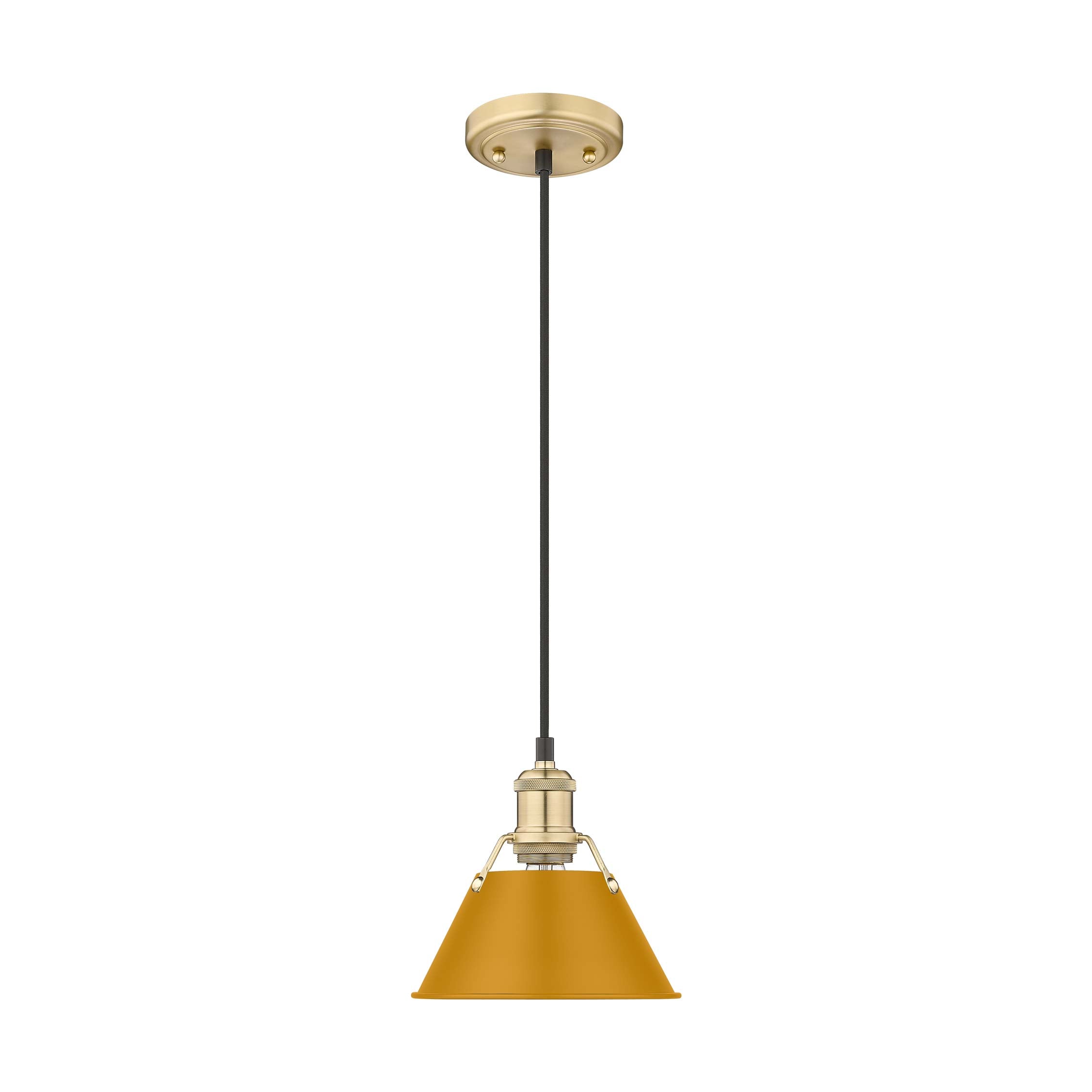 Yep by Golden Lighting Orwell 1-light 8in Pendant in Brushed Champagne Brass and Auric Yellow shade - - Golden Lighting