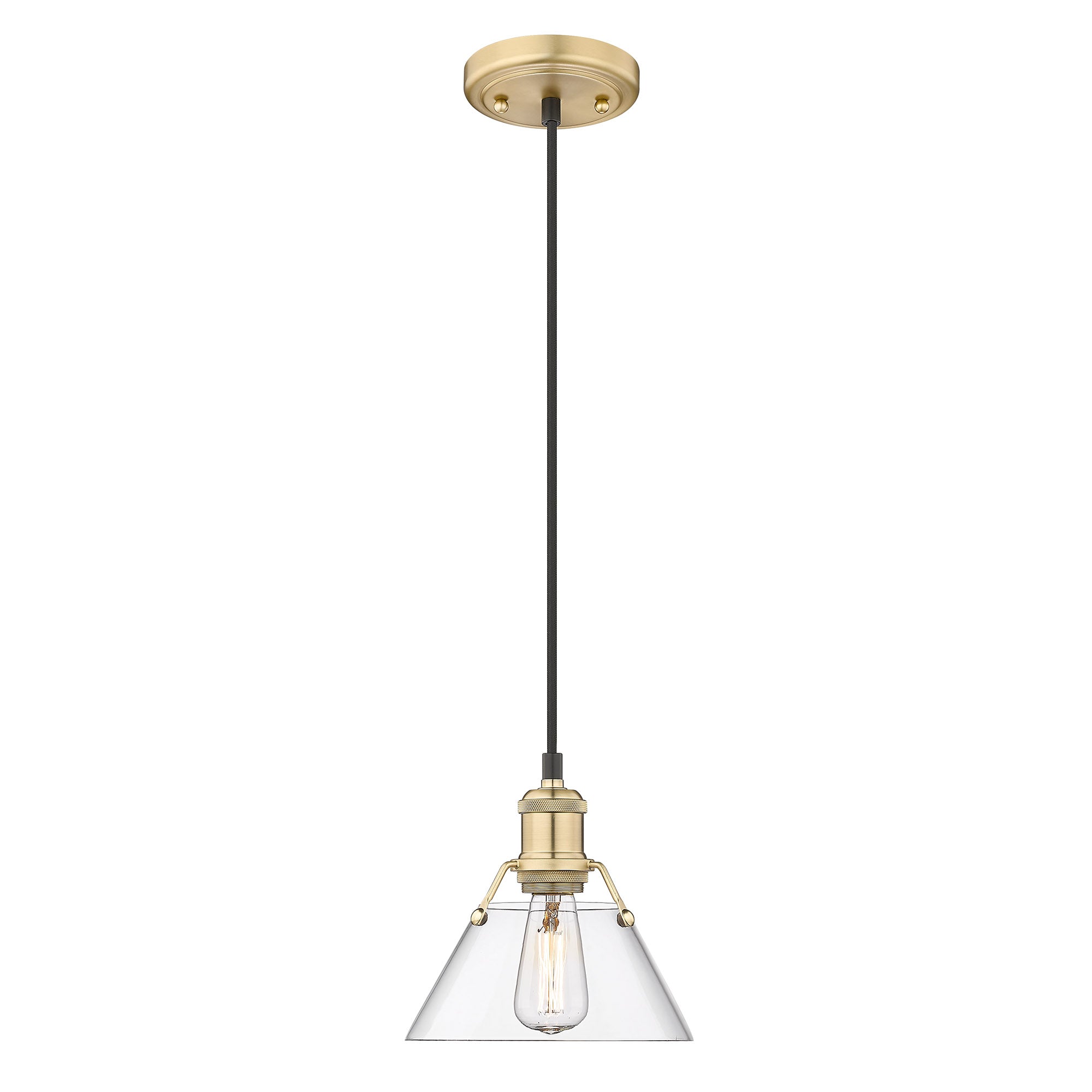 Yep by Golden Lighting Orwell 1-light 8in Pendant in Brushed Champagne Brass and Clear Glass - - Golden Lighting
