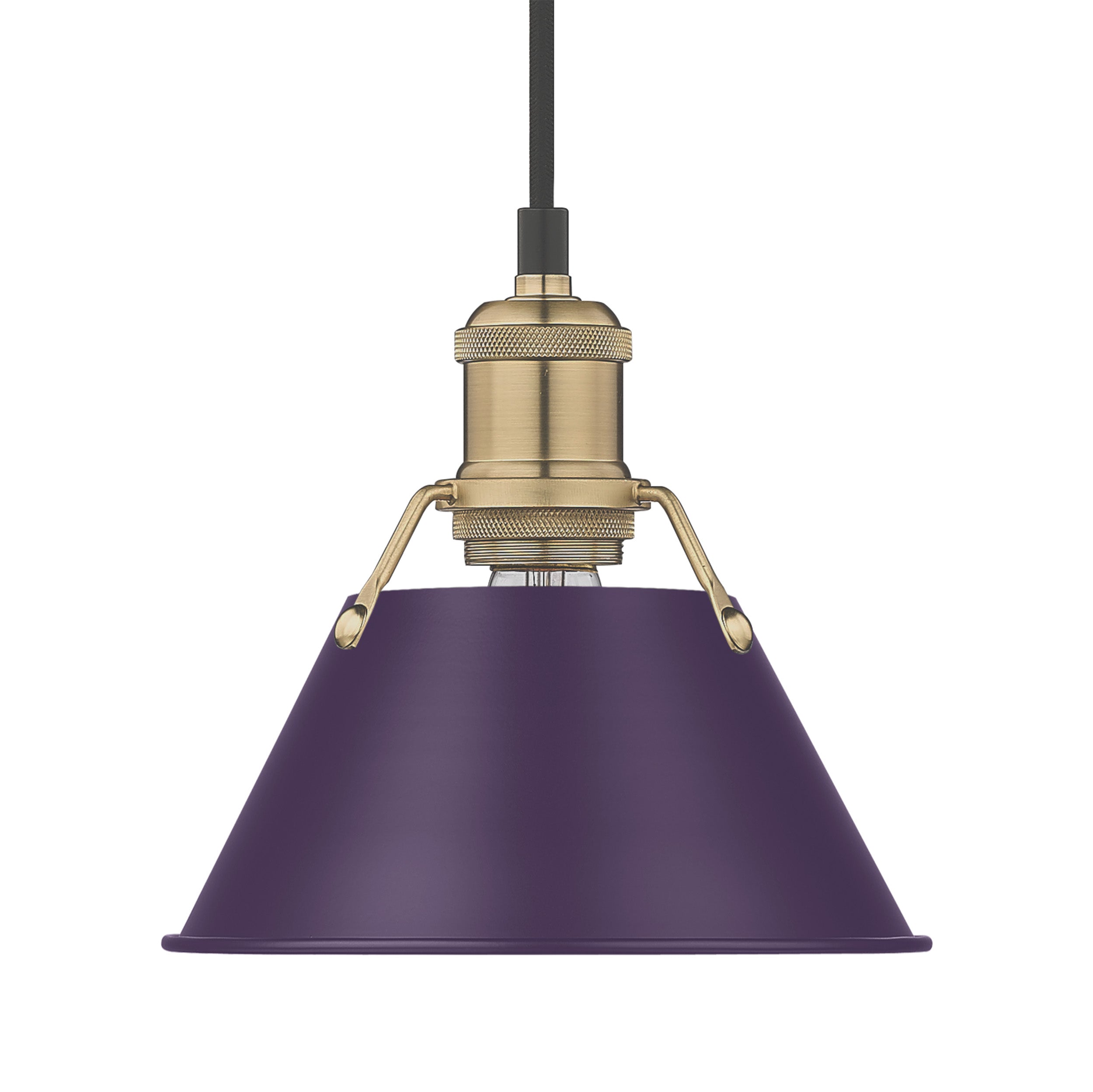 Yep by Golden Lighting Orwell 1-light 8in Pendant in Brushed Champagne Brass and Exotic Purple shade - - Golden Lighting