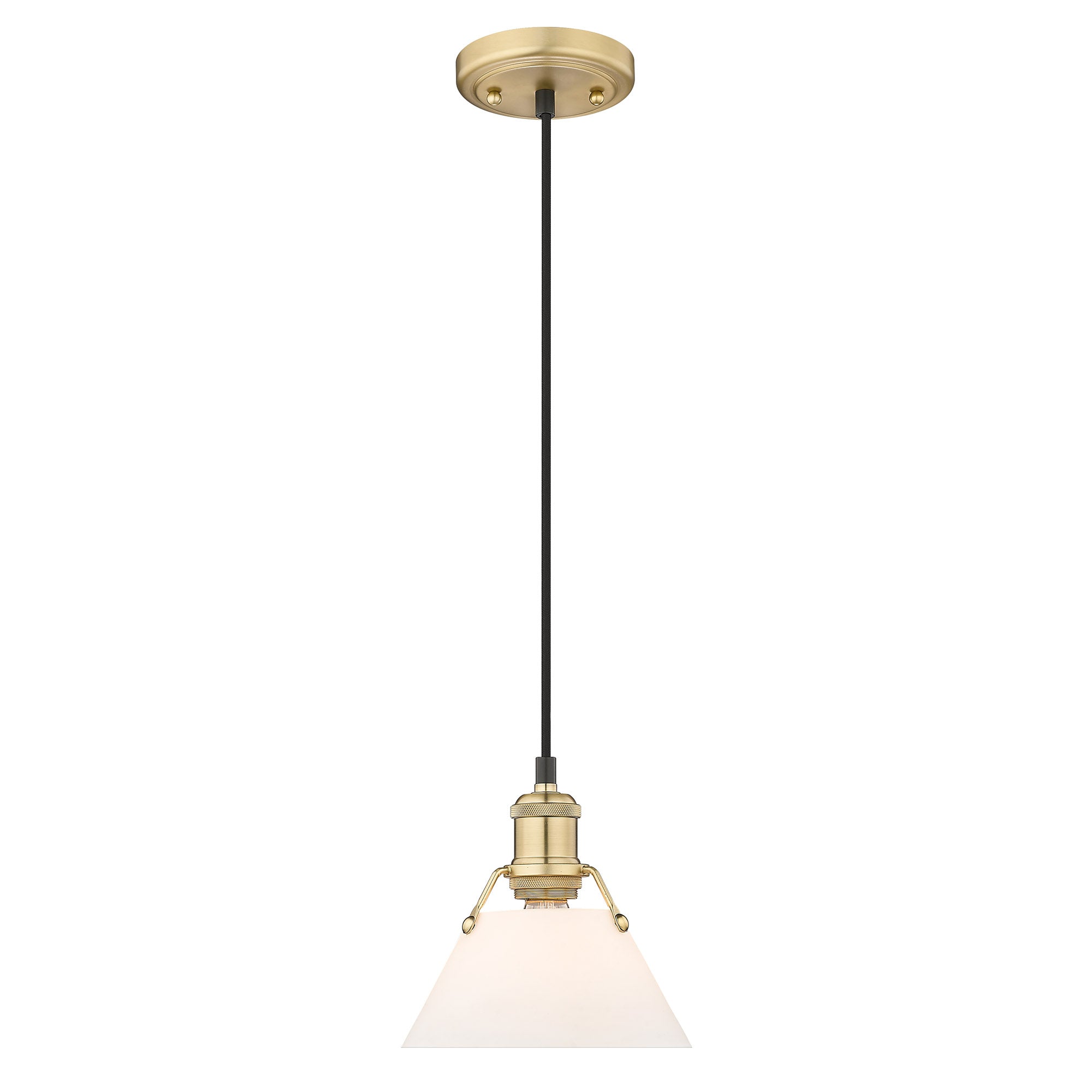 Yep by Golden Lighting Orwell 1-light 8in Pendant in Brushed Champagne Brass and Opal Glass - - Golden Lighting