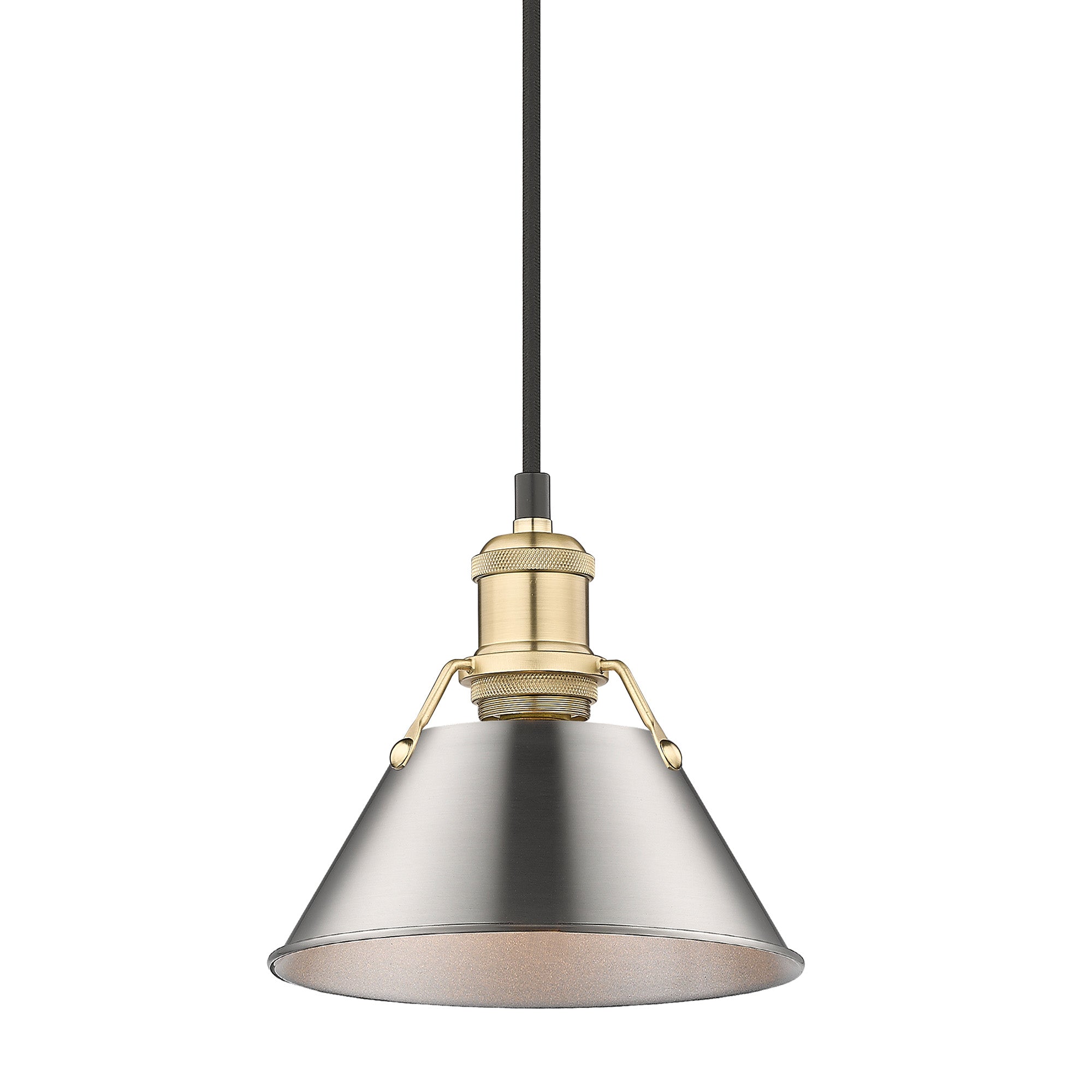 Yep by Golden Lighting Orwell 1-light 8in Pendant in Brushed Champagne Brass and Pewter shade - - Golden Lighting