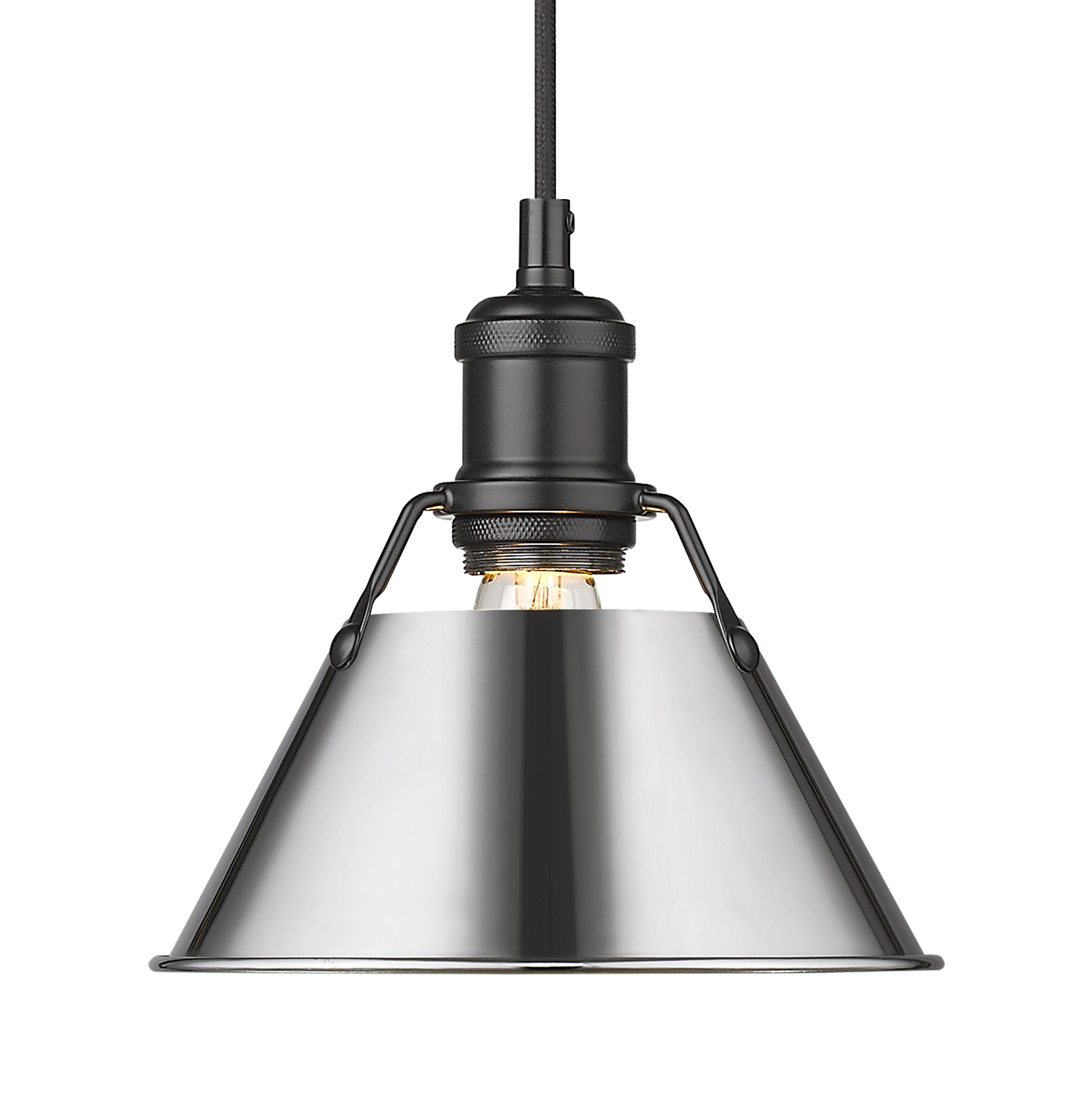 Yep by Golden Lighting Orwell 1-light 8in Pendant in Matte Black and Chrome shade - - Golden Lighting