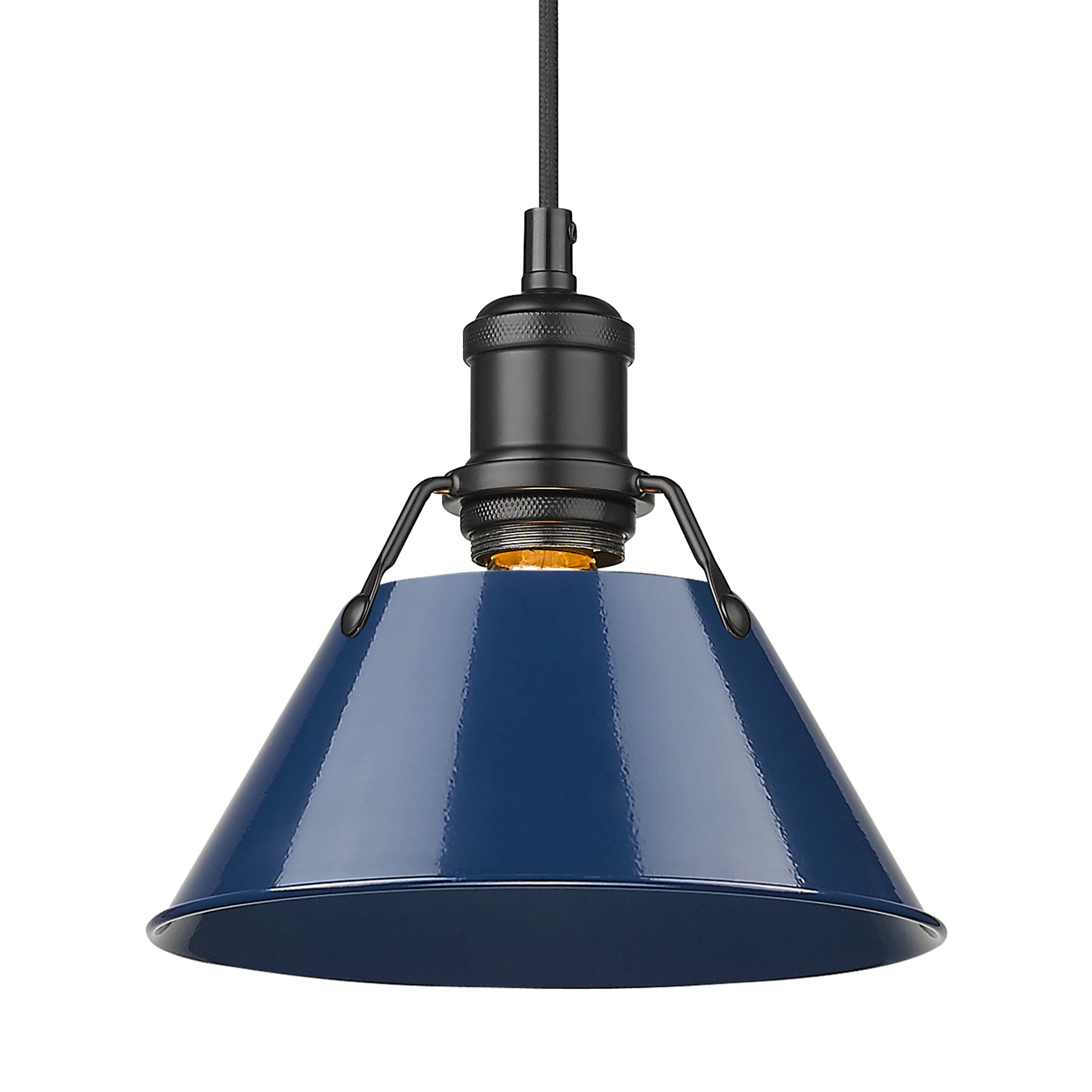 Yep by Golden Lighting Orwell 1-light 8in Pendant in Matte Black and Navy Blue shade - - Golden Lighting