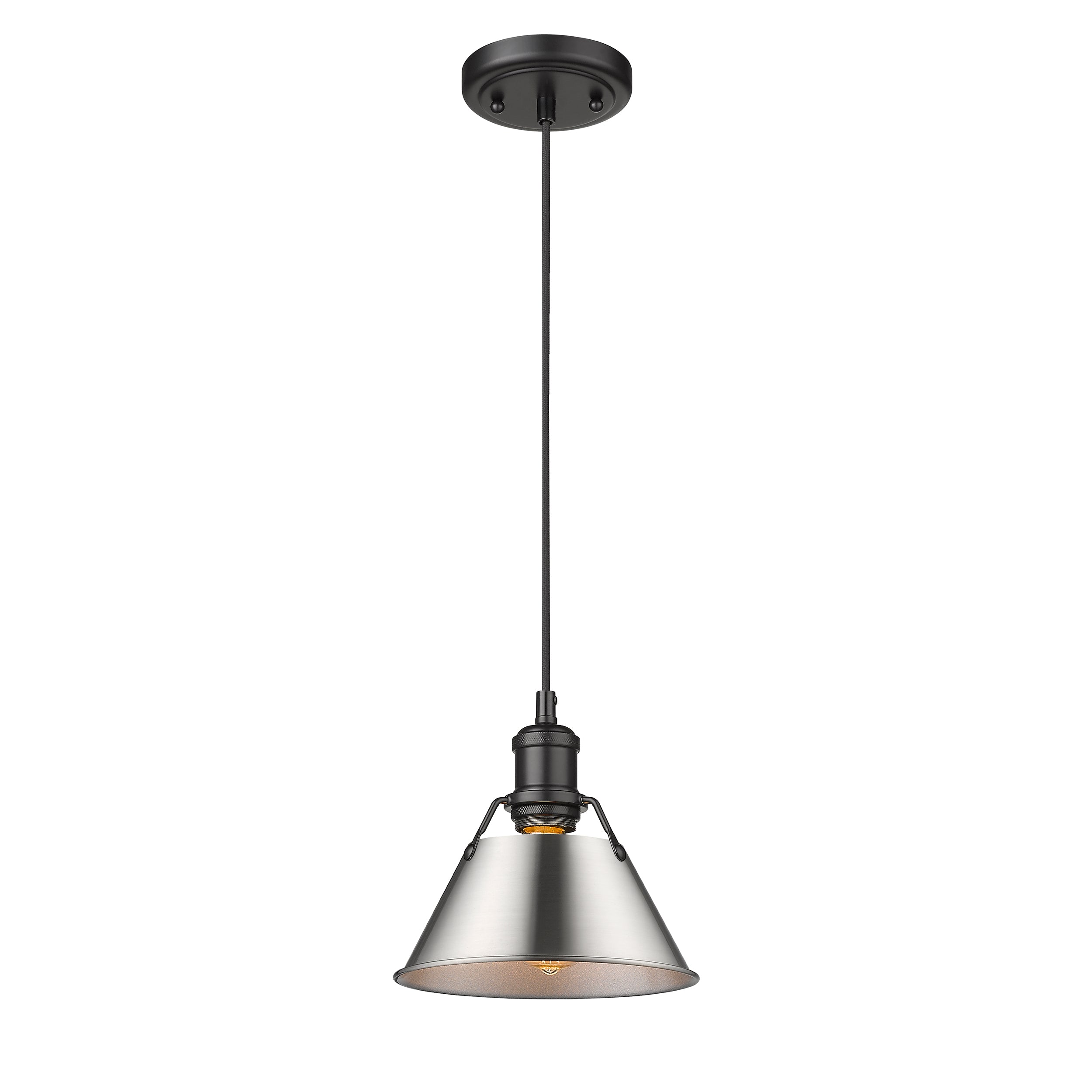 Yep by Golden Lighting Orwell 1-light 8in Pendant in Matte Black and Pewter shade - - Golden Lighting