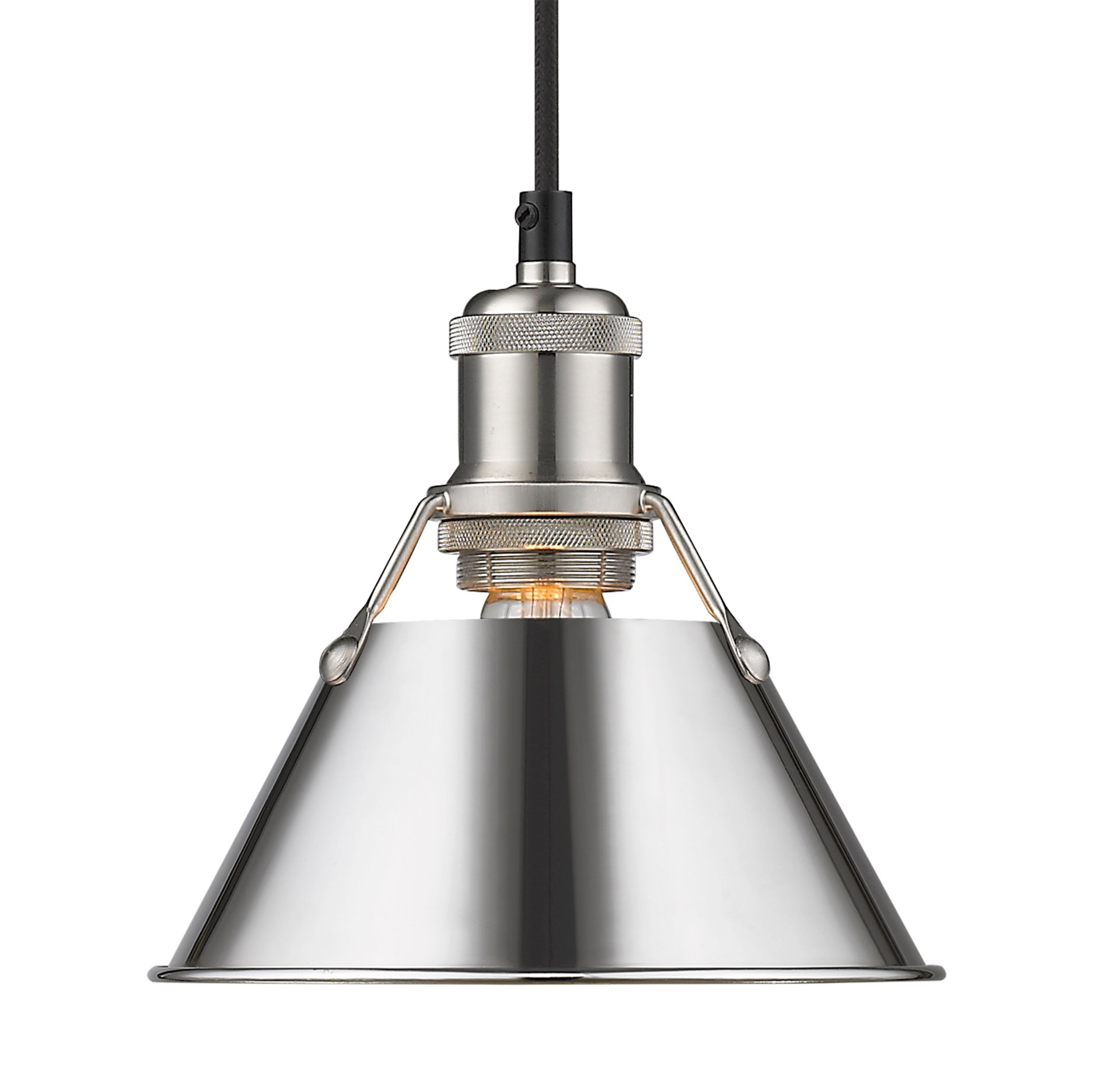 Yep by Golden Lighting Orwell 1-light 8in Pendant in Pewter and Chrome shade - - Golden Lighting