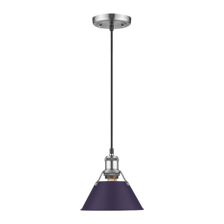 Yep by Golden Lighting Orwell 1-light 8in Pendant in Pewter and Exotic Purple shade - - Golden Lighting