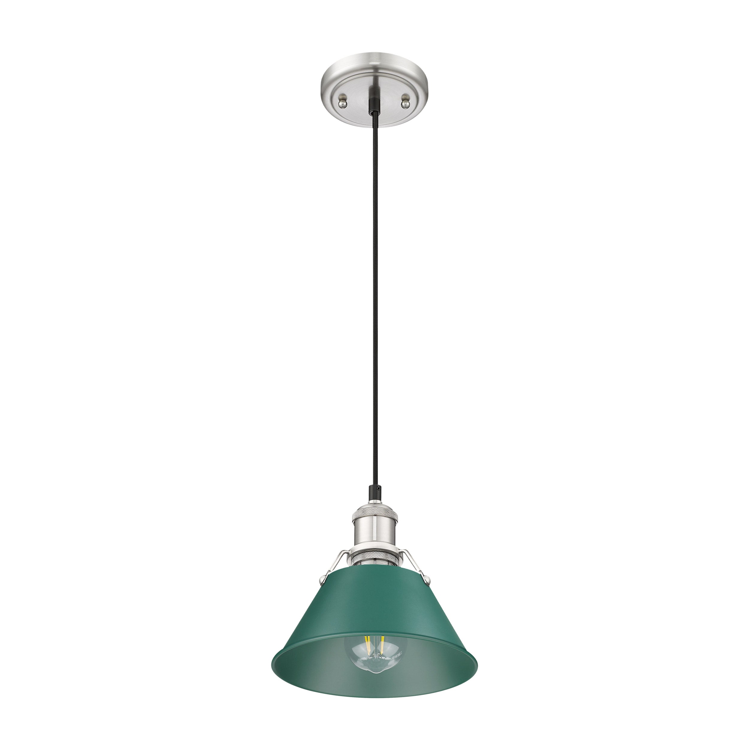 Yep by Golden Lighting Orwell 1-light 8in Pendant in Pewter and Pine Green shade - - Golden Lighting
