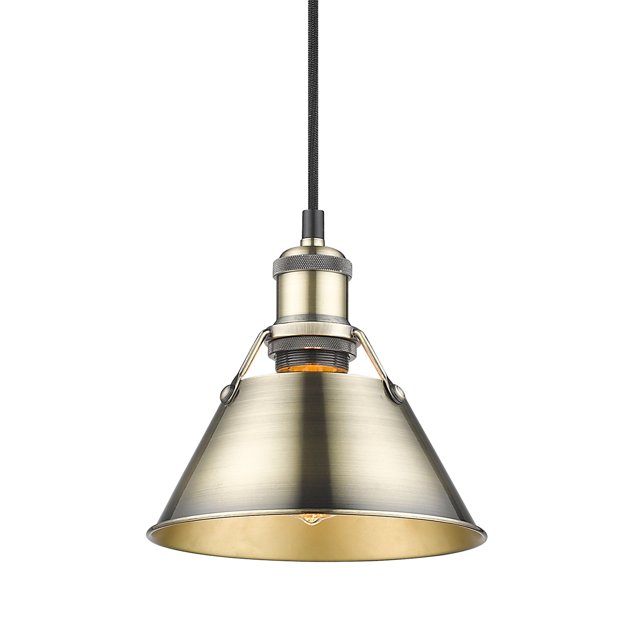 Yep by Golden Lighting Orwell 1-light 8in Pendant in Aged Brass - - Golden Lighting