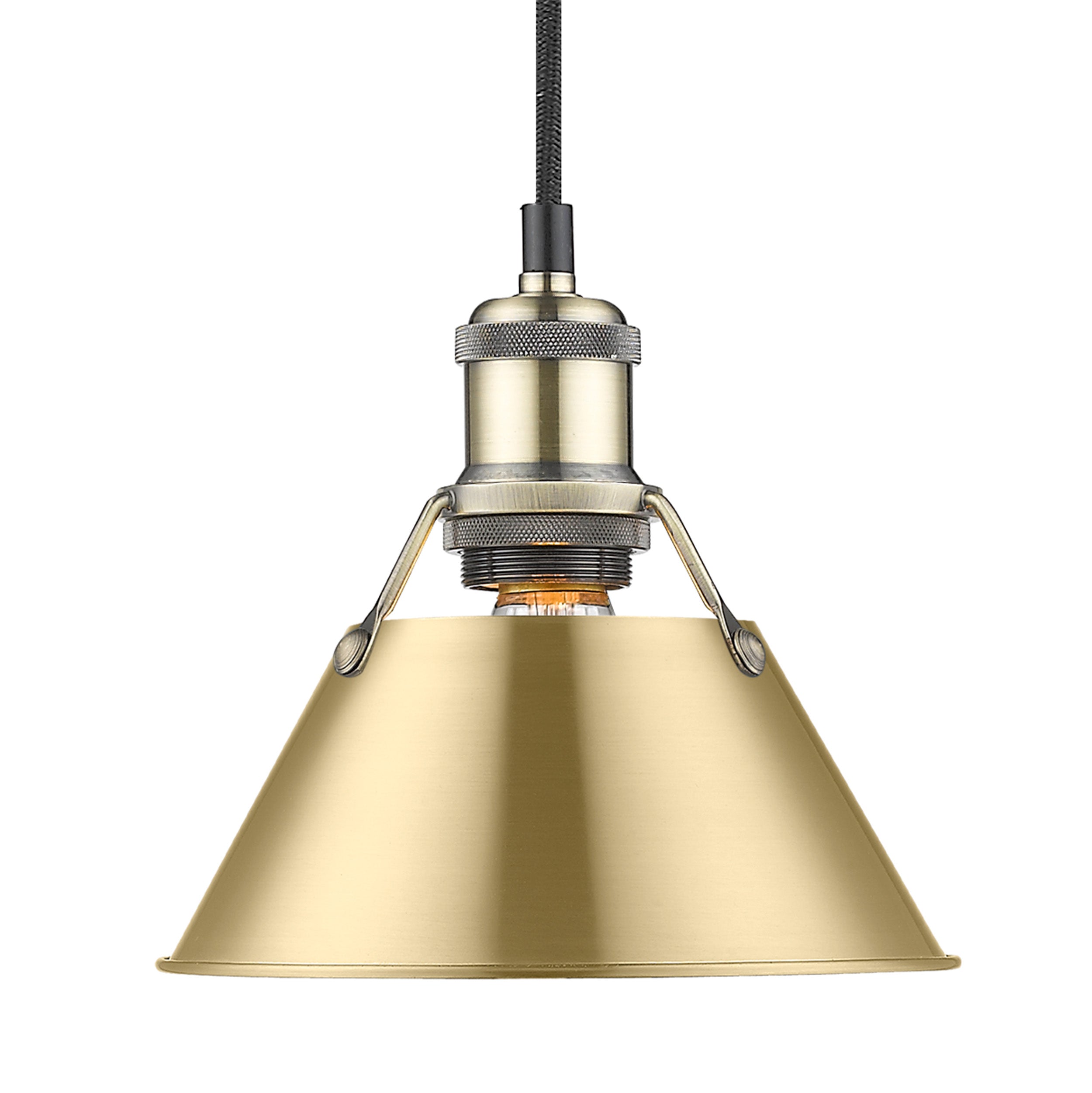 Yep by Golden Lighting Orwell 1-light 8in Pendant in Aged Brass and Brushed Champagne Brass shade - - Golden Lighting