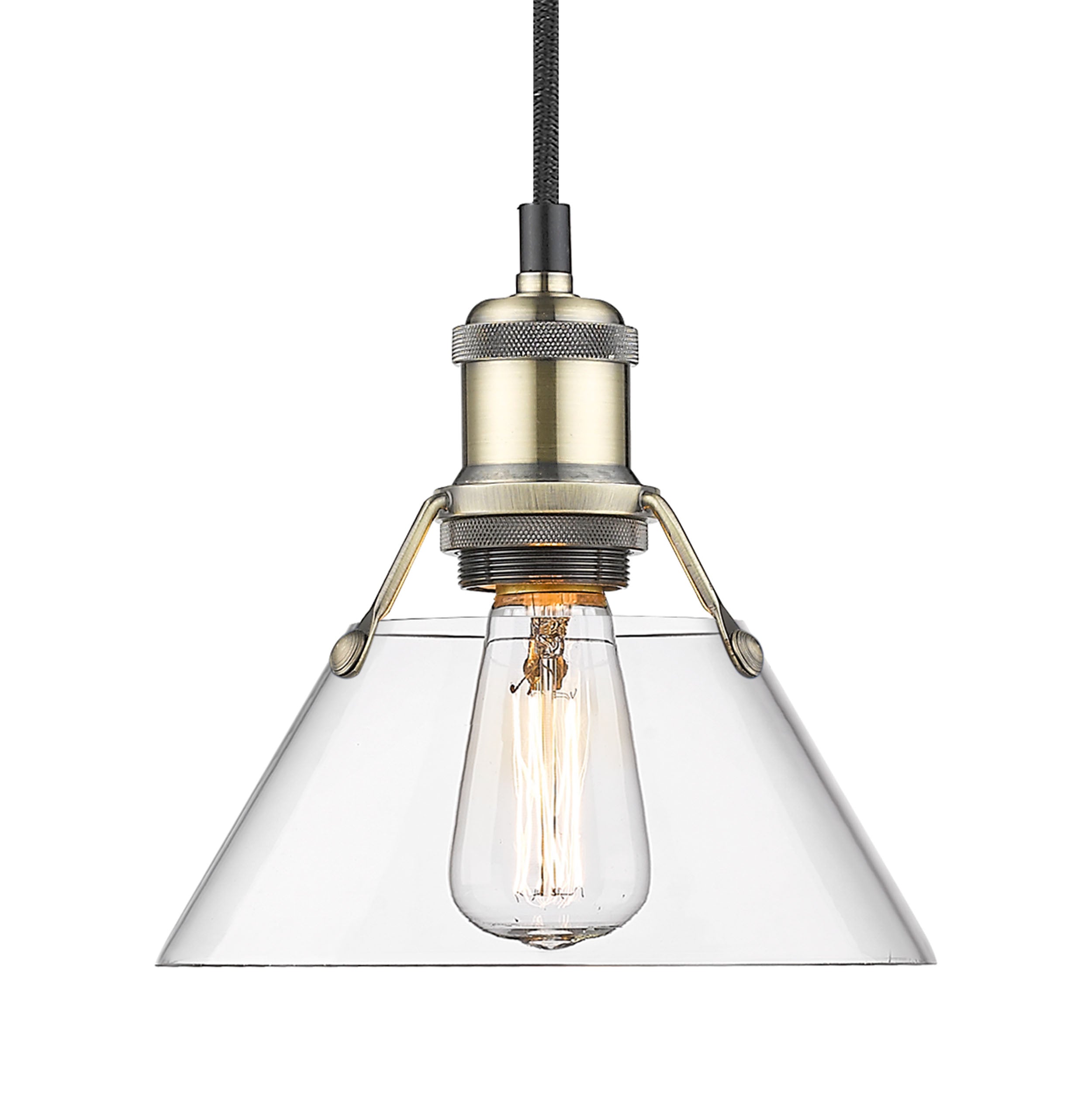 Yep by Golden Lighting Orwell 1-light 8in Pendant in Aged Brass and Clear Glass - Default Title - Golden Lighting