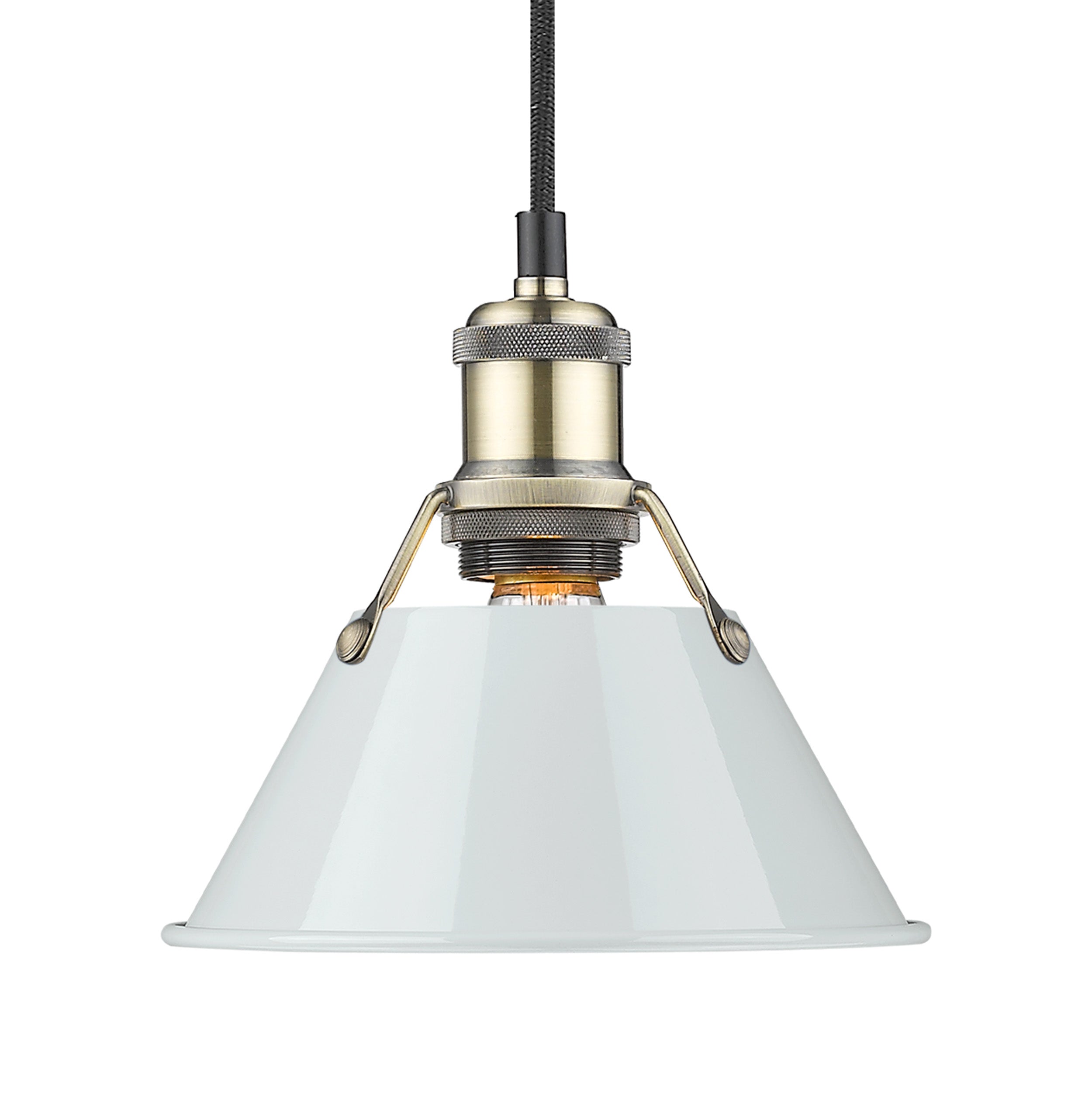 Yep by Golden Lighting Orwell 1-light 8in Pendant in Aged Brass and Dusky Blue shade - - Golden Lighting
