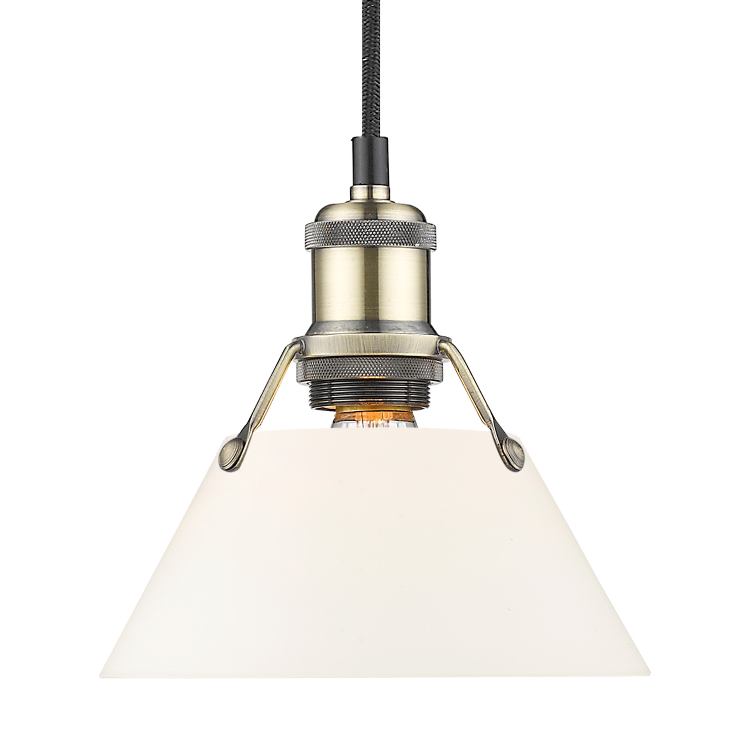 Yep by Golden Lighting Orwell 1-light 8in Pendant in Aged Brass and Opal Glass - Default Title - Golden Lighting