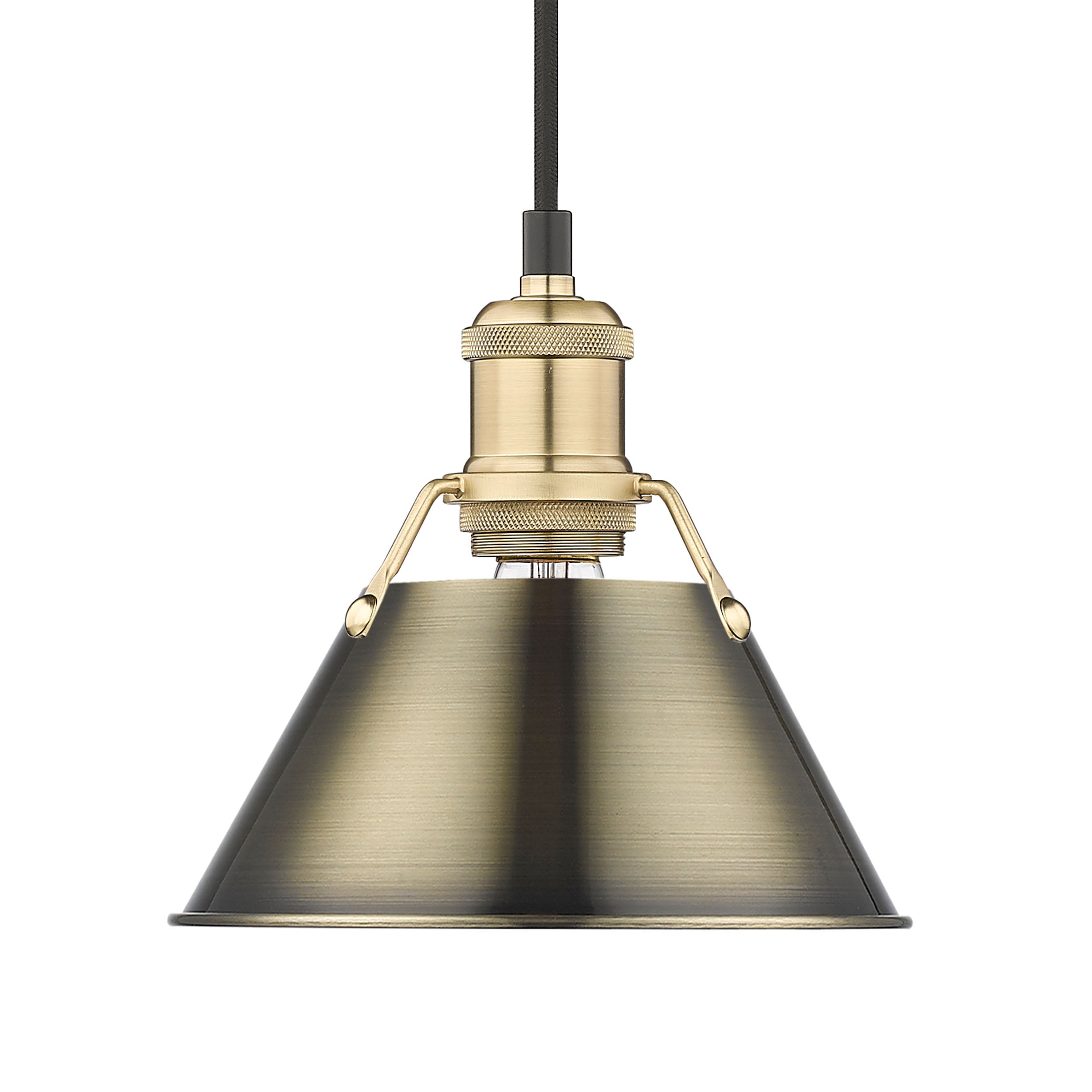 Yep by Golden Lighting Orwell 1-light 8in Pendant in Brushed Champagne Brass and Aged Brass shade - Default Title - Golden Lighting