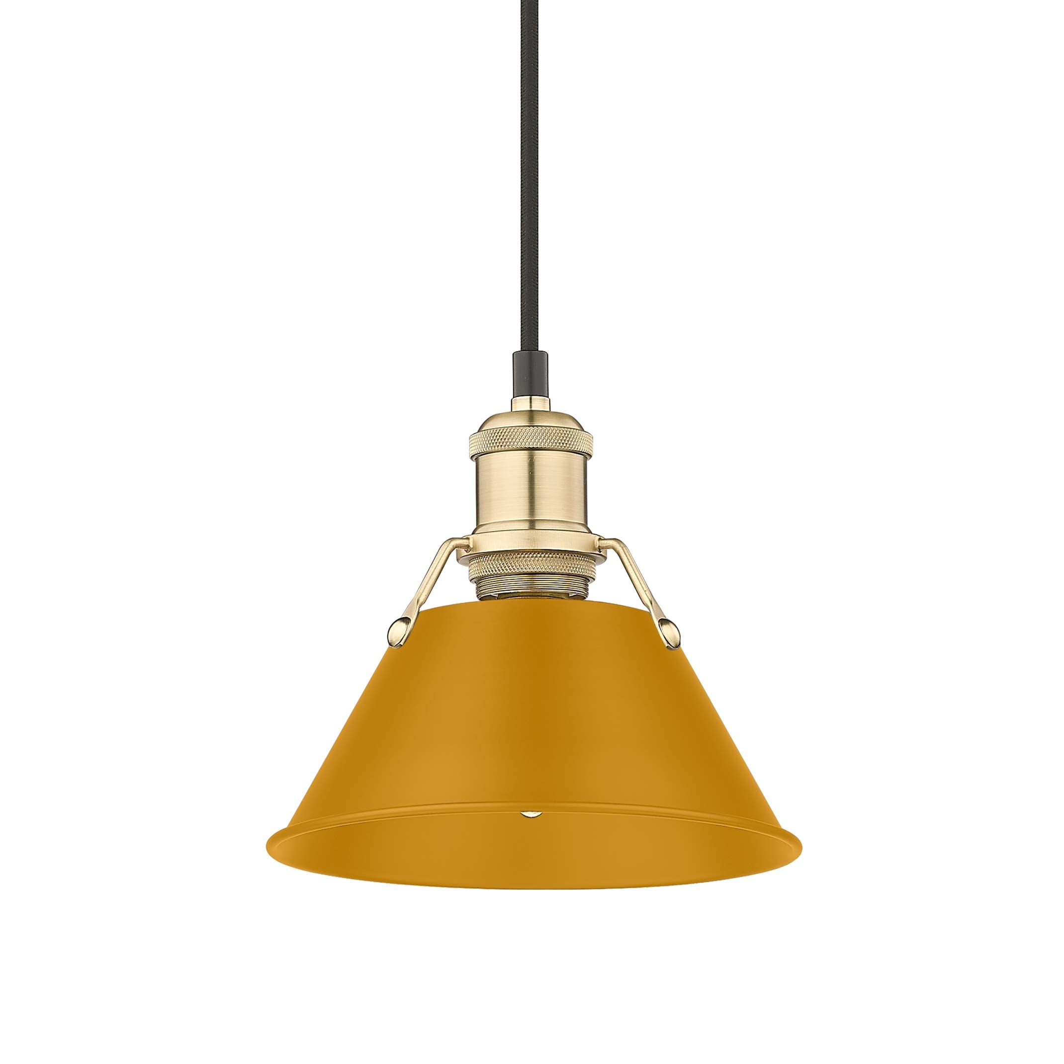 Yep by Golden Lighting Orwell 1-light 8in Pendant in Brushed Champagne Brass and Auric Yellow shade