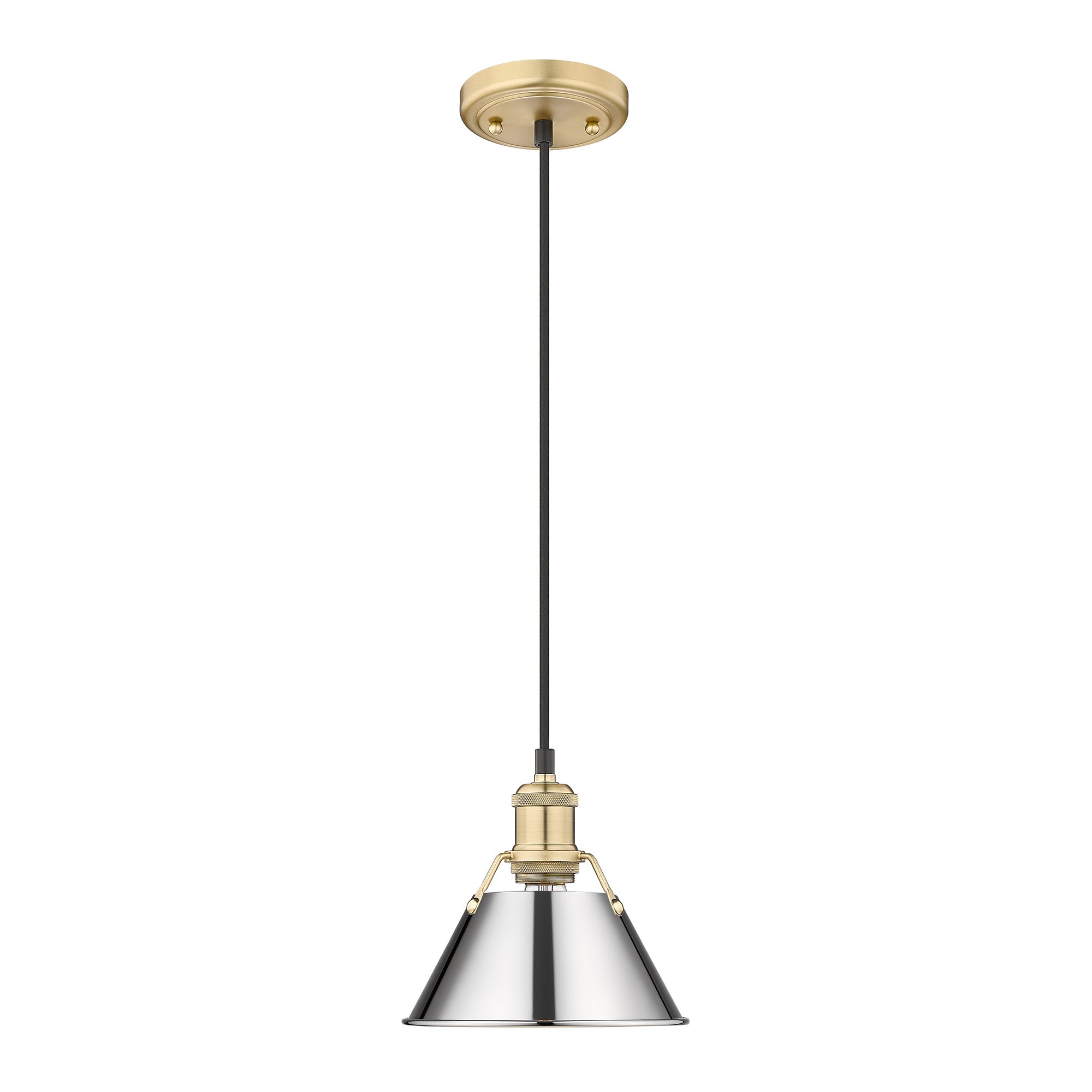 Yep by Golden Lighting Orwell 1-light 8in Pendant in Brushed Champagne Brass and Chrome shade