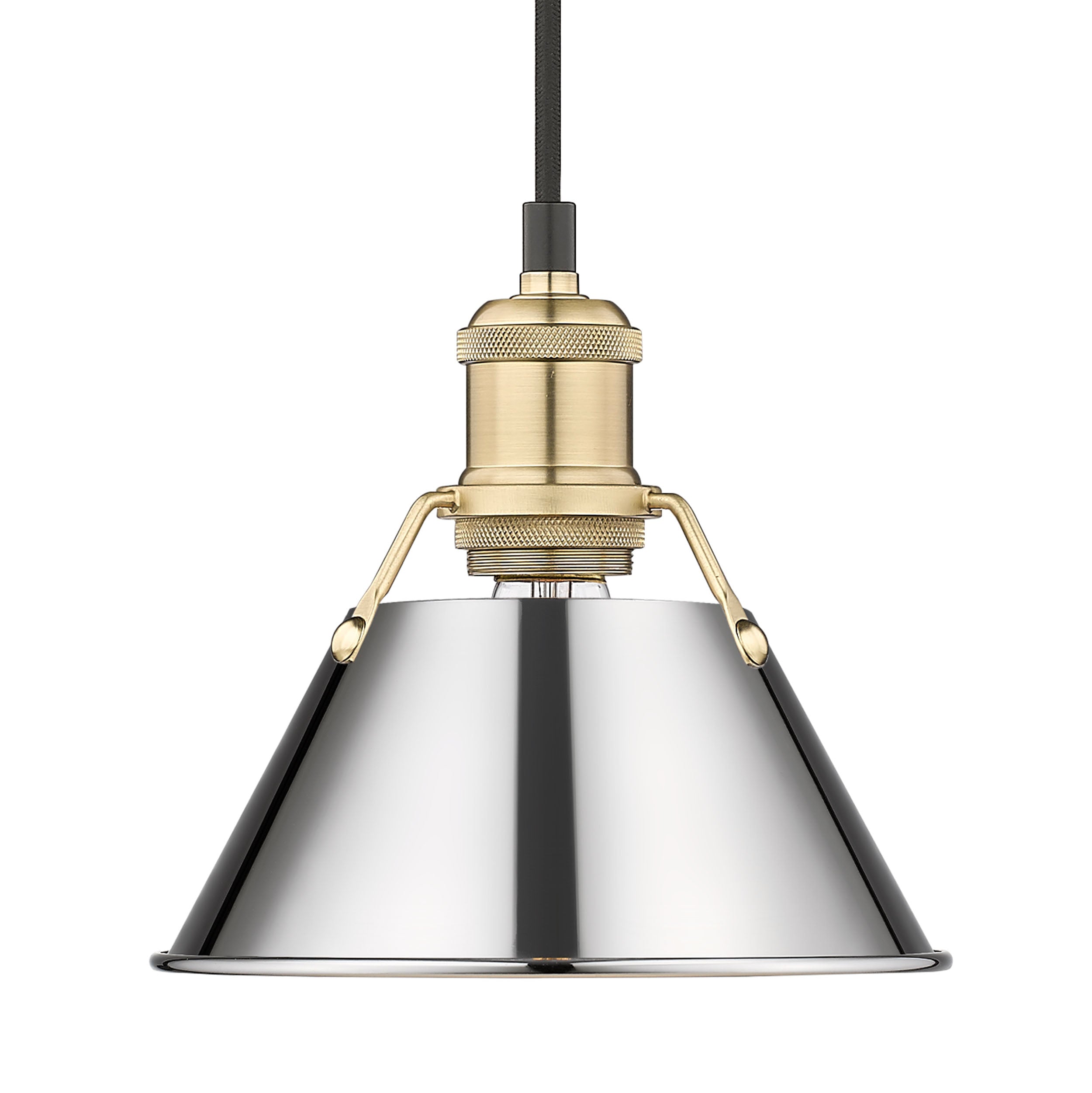 Yep by Golden Lighting Orwell 1-light 8in Pendant in Brushed Champagne Brass and Chrome shade