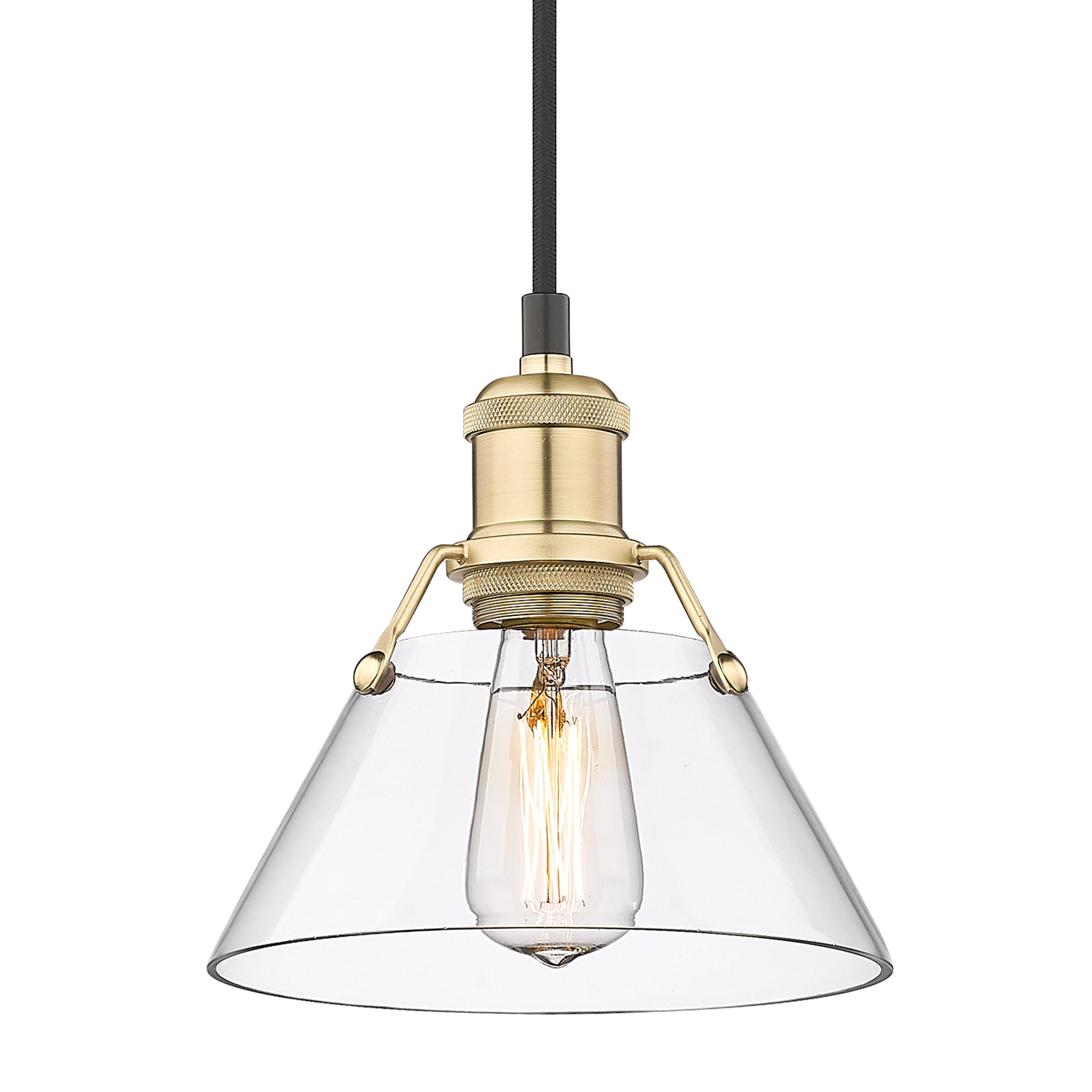 Yep by Golden Lighting Orwell 1-light 8in Pendant in Brushed Champagne Brass and Clear Glass - Default Title - Golden Lighting