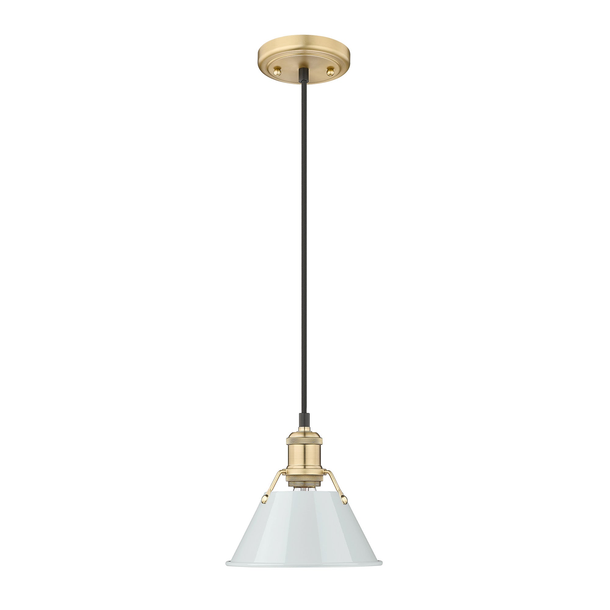 Yep by Golden Lighting Orwell 1-light 8in Pendant in Brushed Champagne Brass and Dusky Blue shade - - Golden Lighting